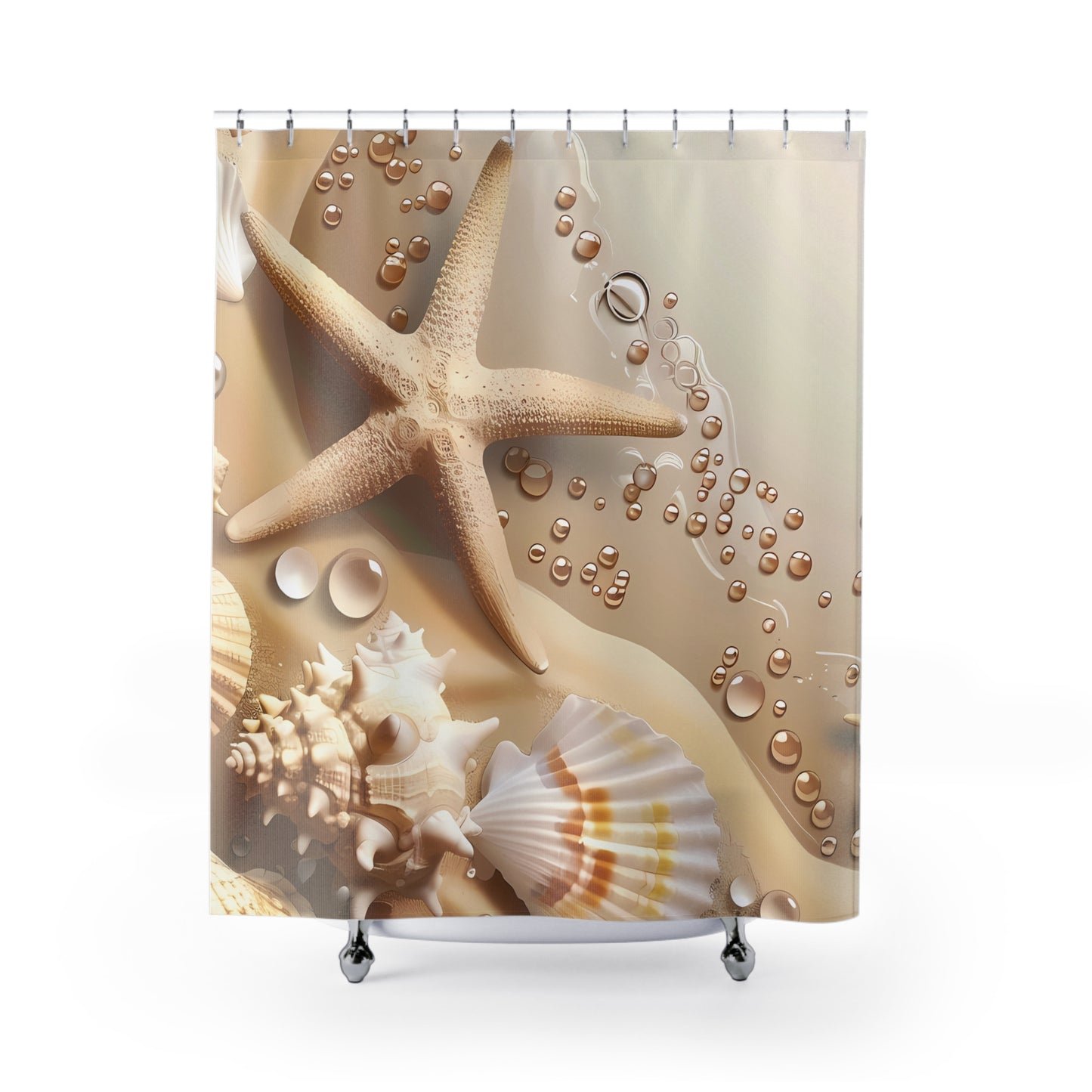 Shower Curtain - Sea Shells in the Sand , Bath Decor, Unique Housewarming Gift, Beach Decor #5051