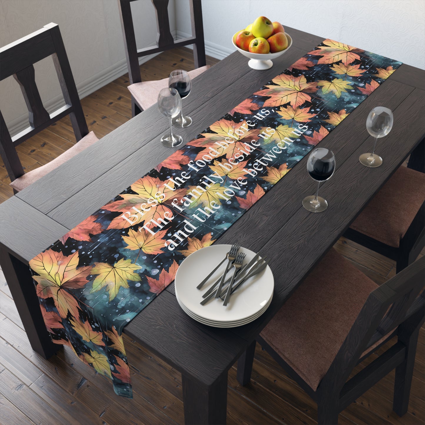Fall Leaves Table Runner - Autumn, Personalized Home Decor, Holiday Dining Room Decor, Festive Kitchen Linens, 2 Sizes Available