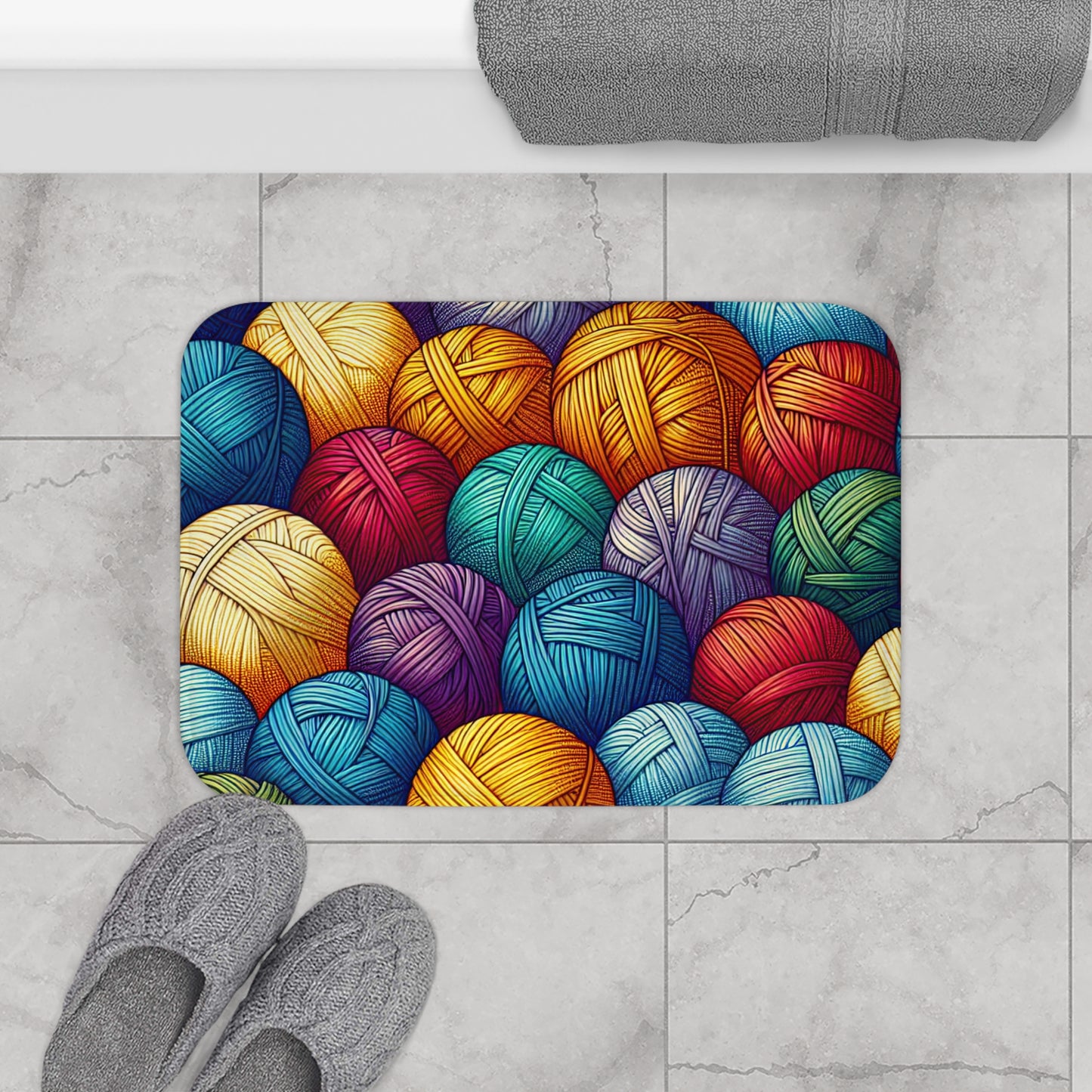 Yarn Yarn Yarn, Bath Accent Rug - Knitting, Crocheting, Craft Lover, Non-Slip Bath Mat #5120