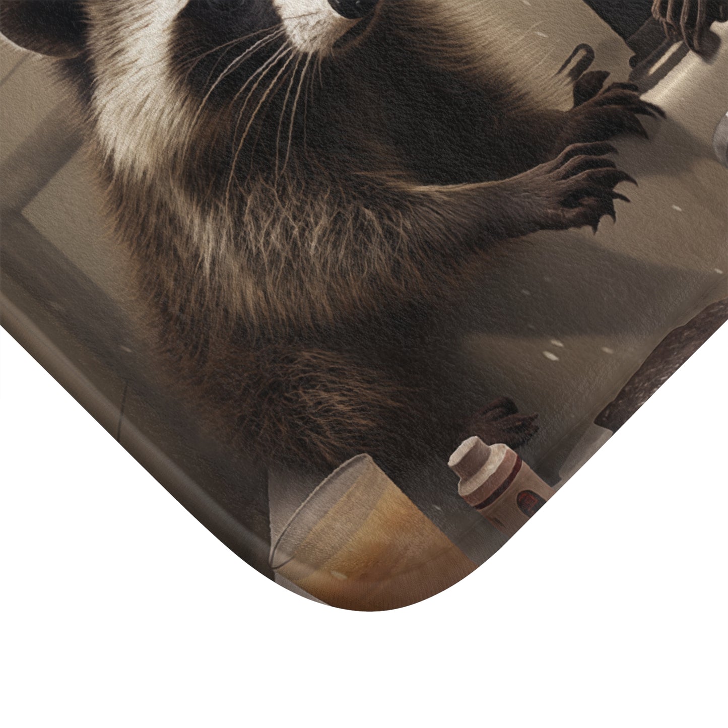 Funny Bath Mat - Non-Slip Rug, Bathroom Decor, Half Bath, Home Accessories, Bathing Raccoons, #5147