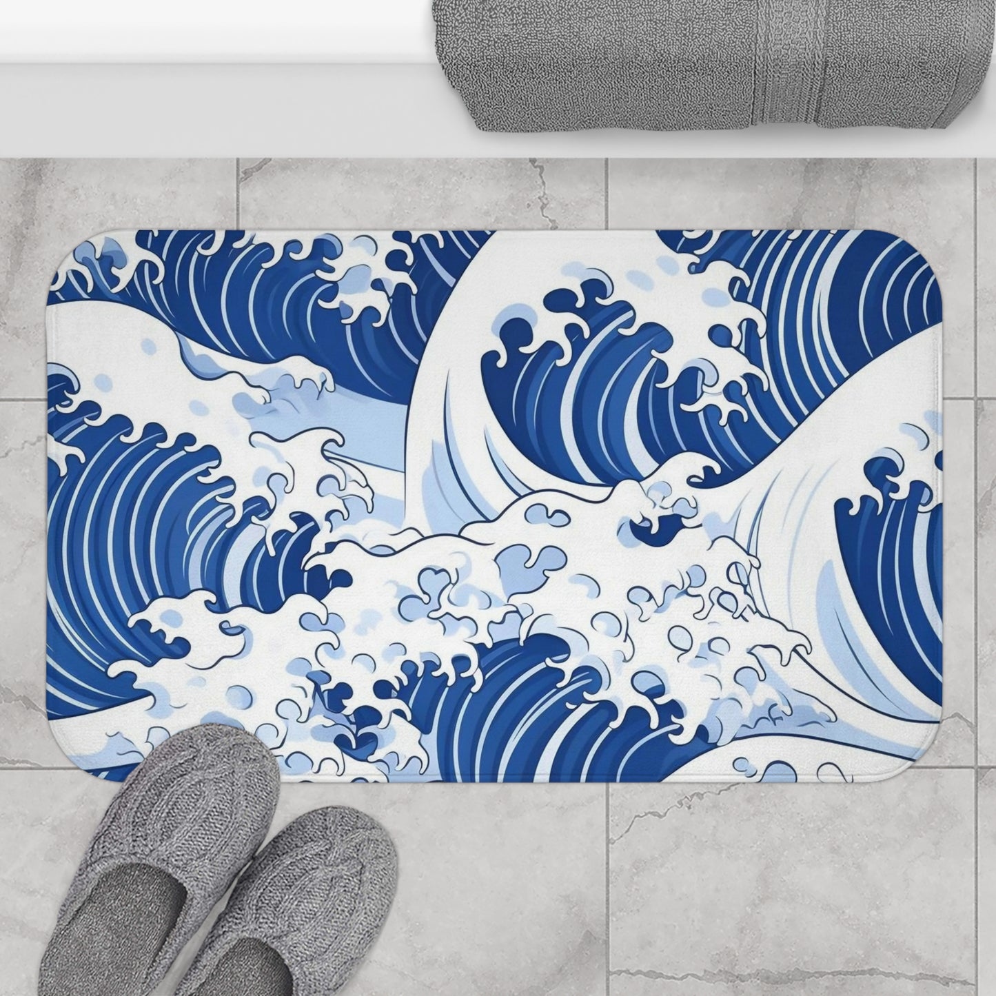 Great Waves, Bath Accent Rug - Sea/Ocean Bathroom Decor, Non-Slip Bath Mat #5115