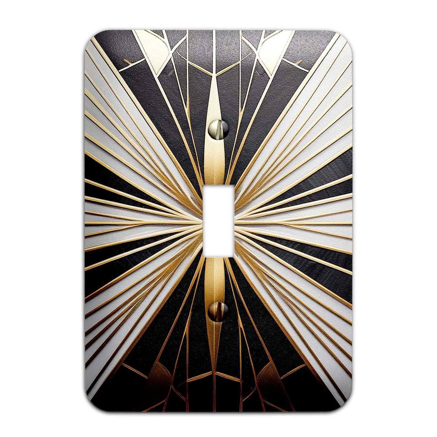 Metal Decorative Light Switch Plate Cover - Art Deco Gold and White - Several Sizes Available #5249