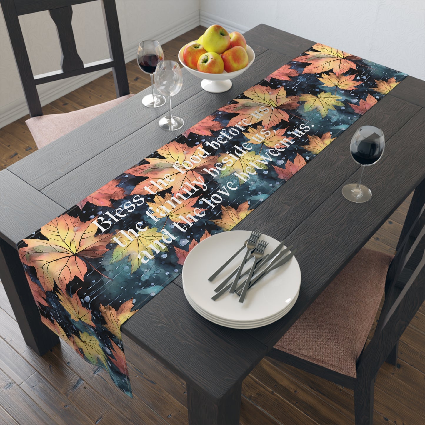 Fall Leaves Table Runner - Autumn, Personalized Home Decor, Holiday Dining Room Decor, Festive Kitchen Linens, 2 Sizes Available