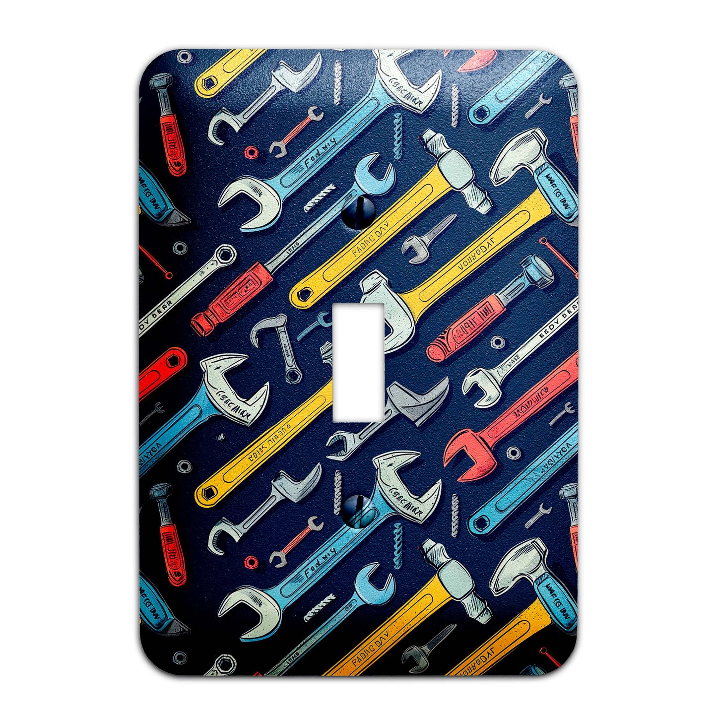 a light switch cover with tools on it