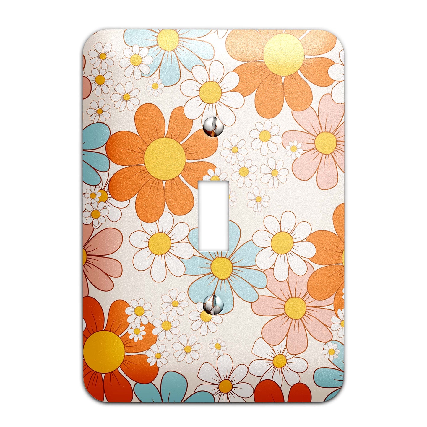 a light switch cover with colorful flowers on it