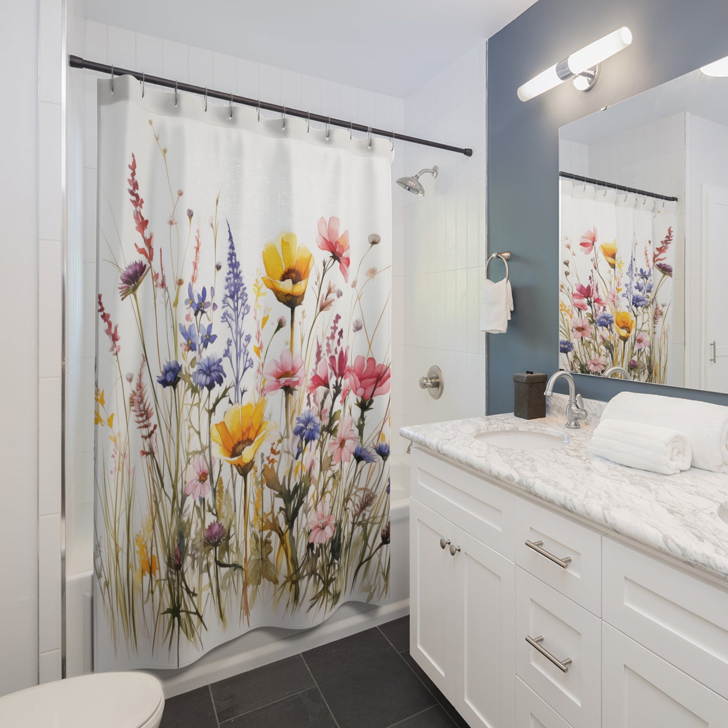 Wild Flowers Shower Curtain, Bath Decor