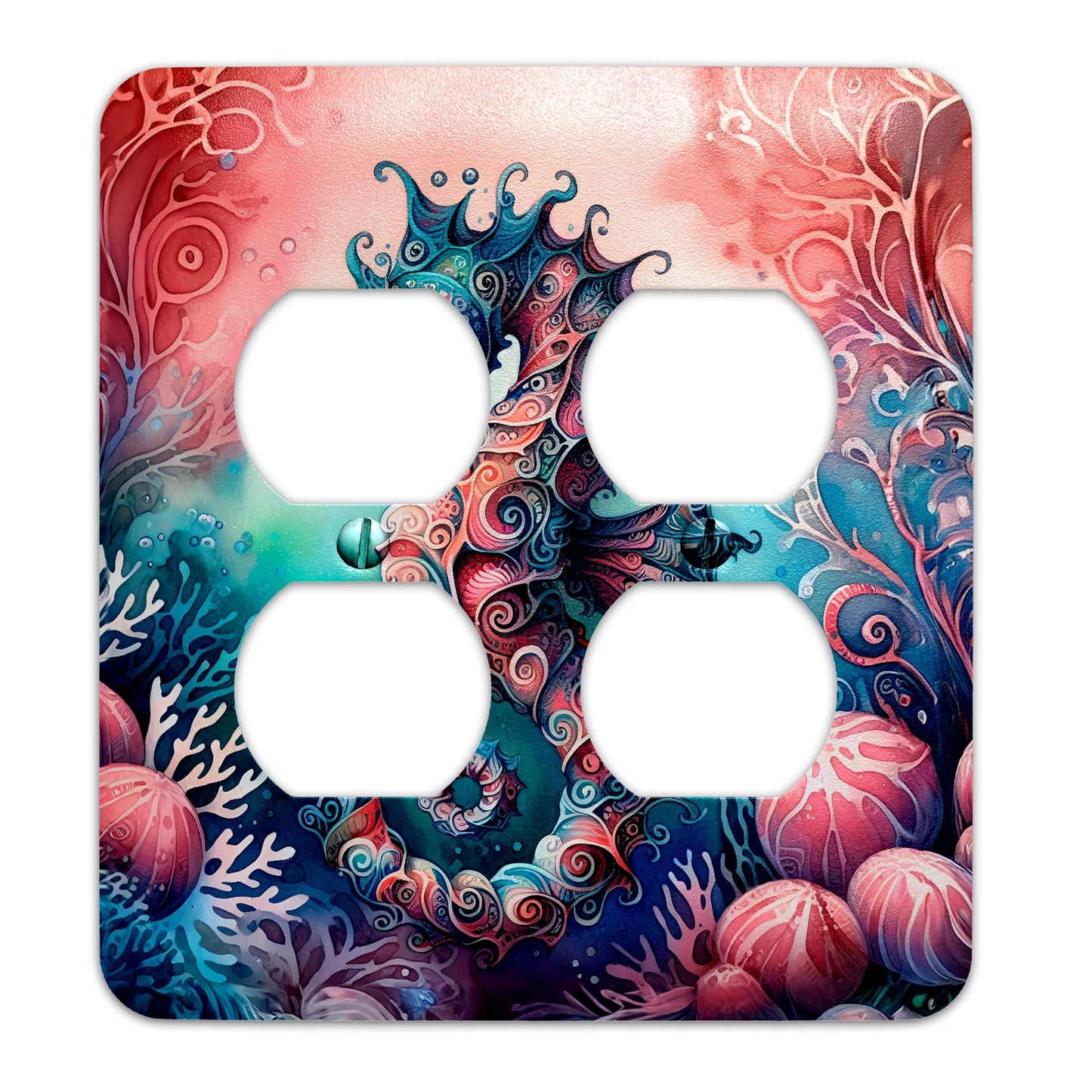 Mystical Seahorse Light Switch Cover - Decorative Ocean-Themed Wallplate for Home Decor, Multiple Sizes Available