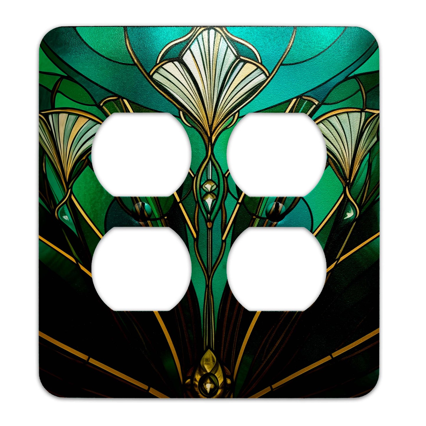 Emerald Bloom Decorative Switchplate | Metal Light Switch Cover, Multiple Sizes, Wall Art, Home Decor - #5382