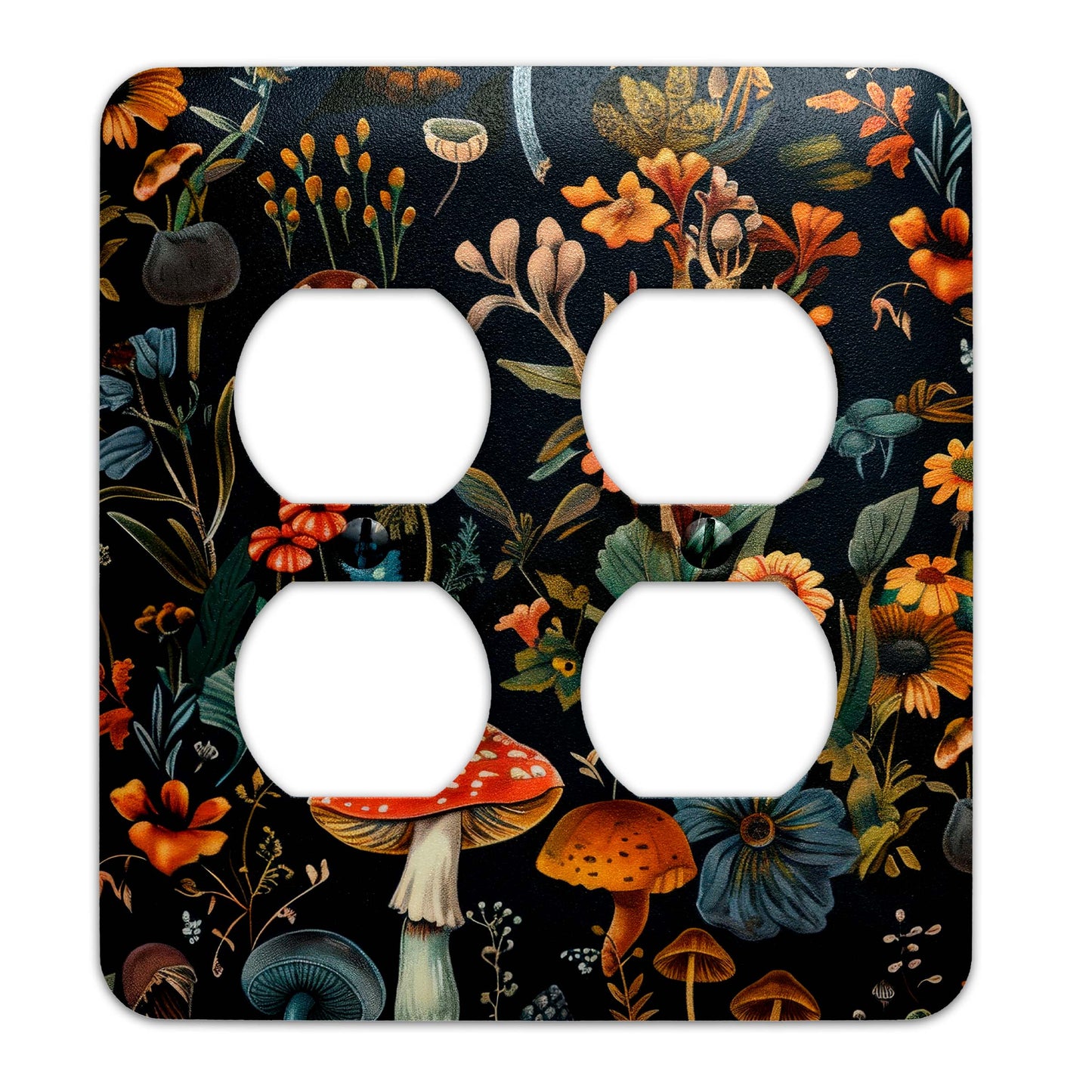 Mystic Mushrooms & Wildflowers Decorative Switchplate | Metal Light Switch Cover, Multiple Sizes, Wall Art, Home Decor - #5388