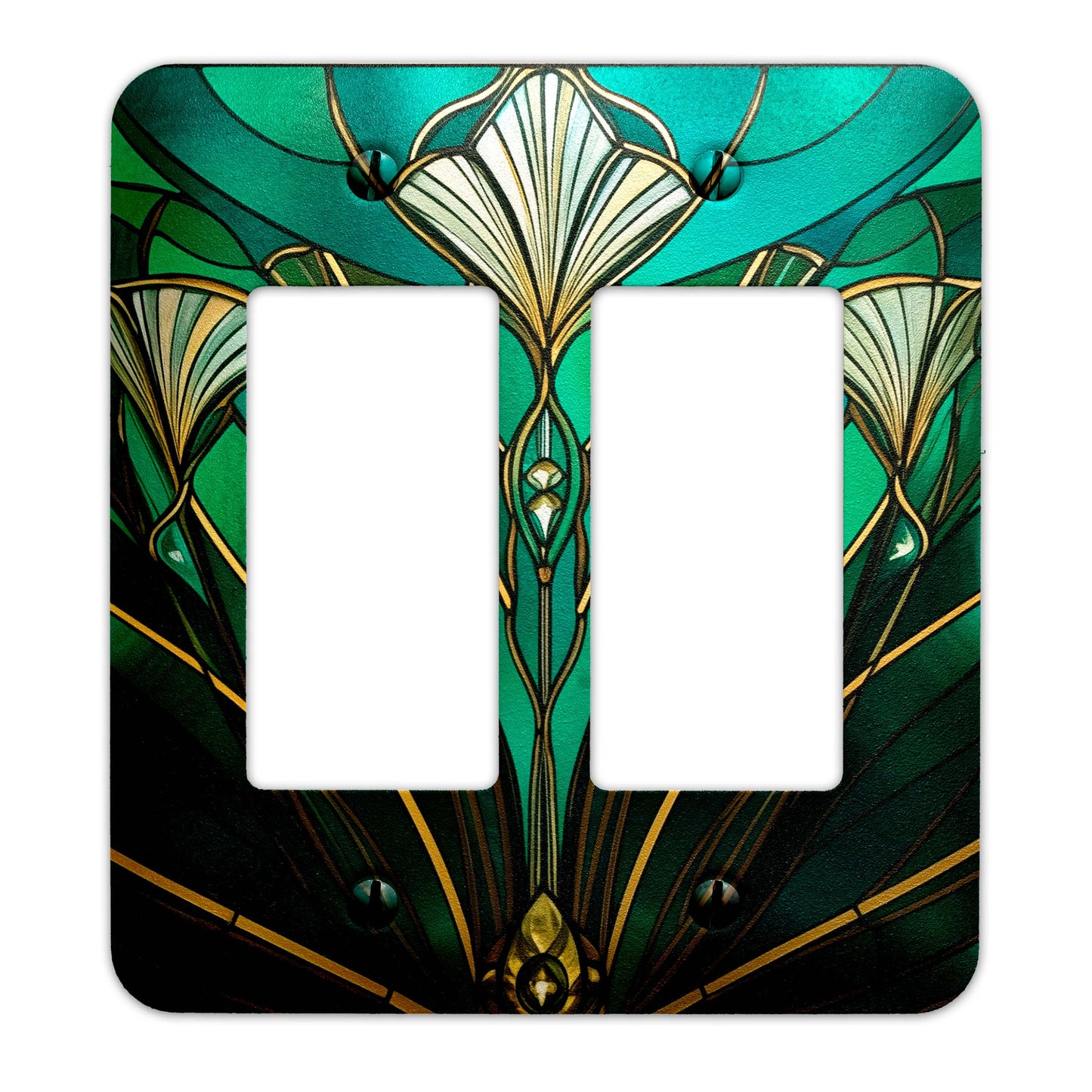 Emerald Bloom Decorative Switchplate | Metal Light Switch Cover, Multiple Sizes, Wall Art, Home Decor - #5382