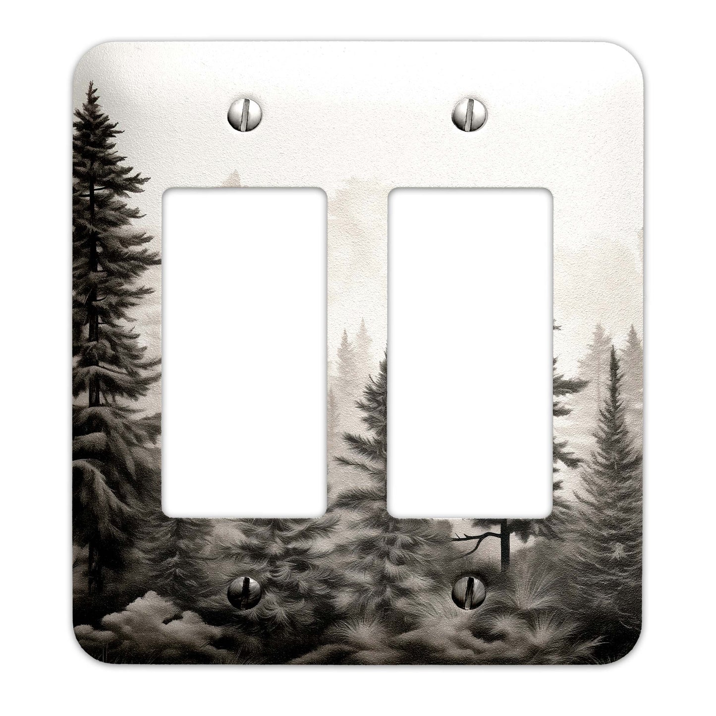 Monochrome Wilderness Decorative Switchplate | Metal Light Switch Cover, Multiple Sizes, Wall Art, Home Decor - #5386