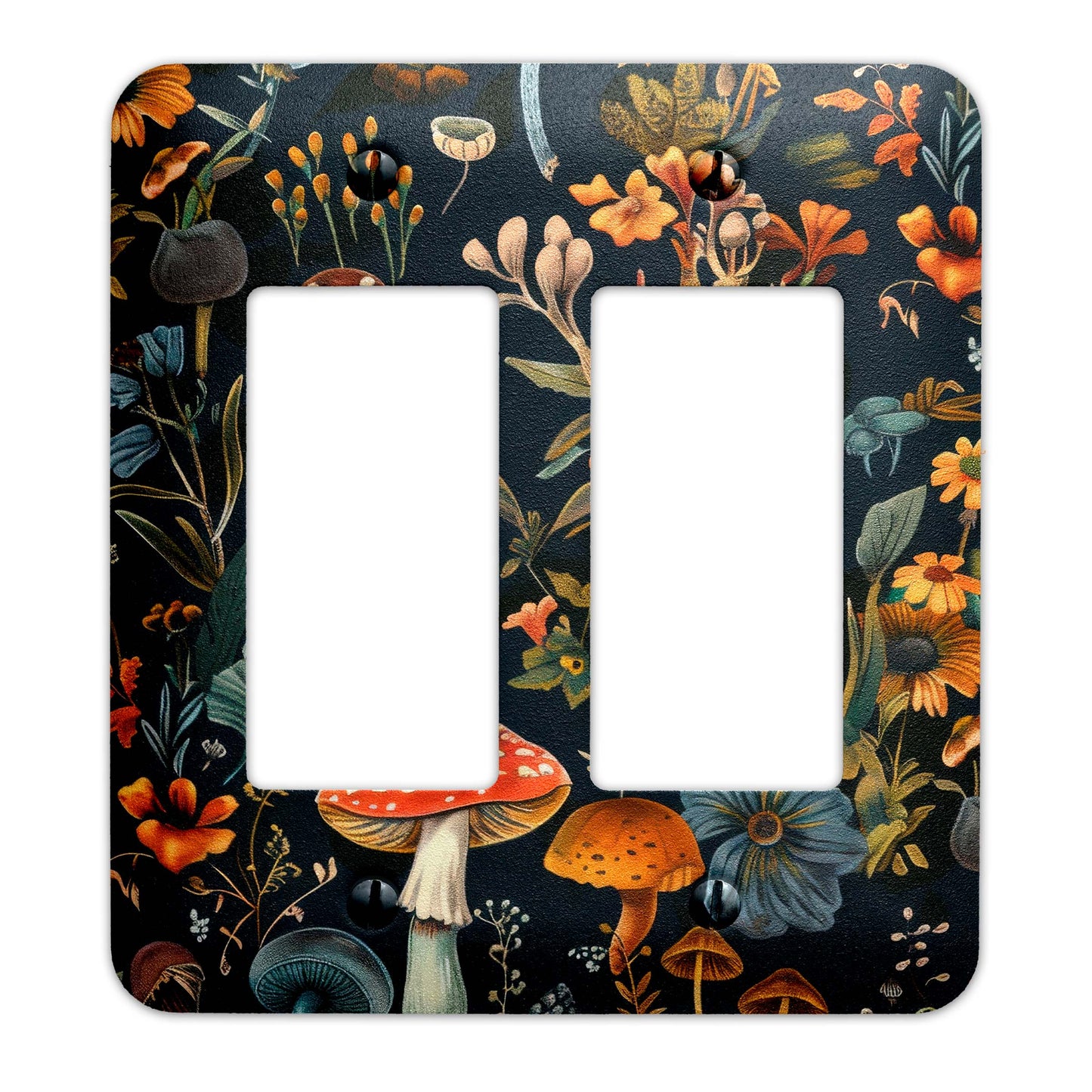 Mystic Mushrooms & Wildflowers Decorative Switchplate | Metal Light Switch Cover, Multiple Sizes, Wall Art, Home Decor - #5388