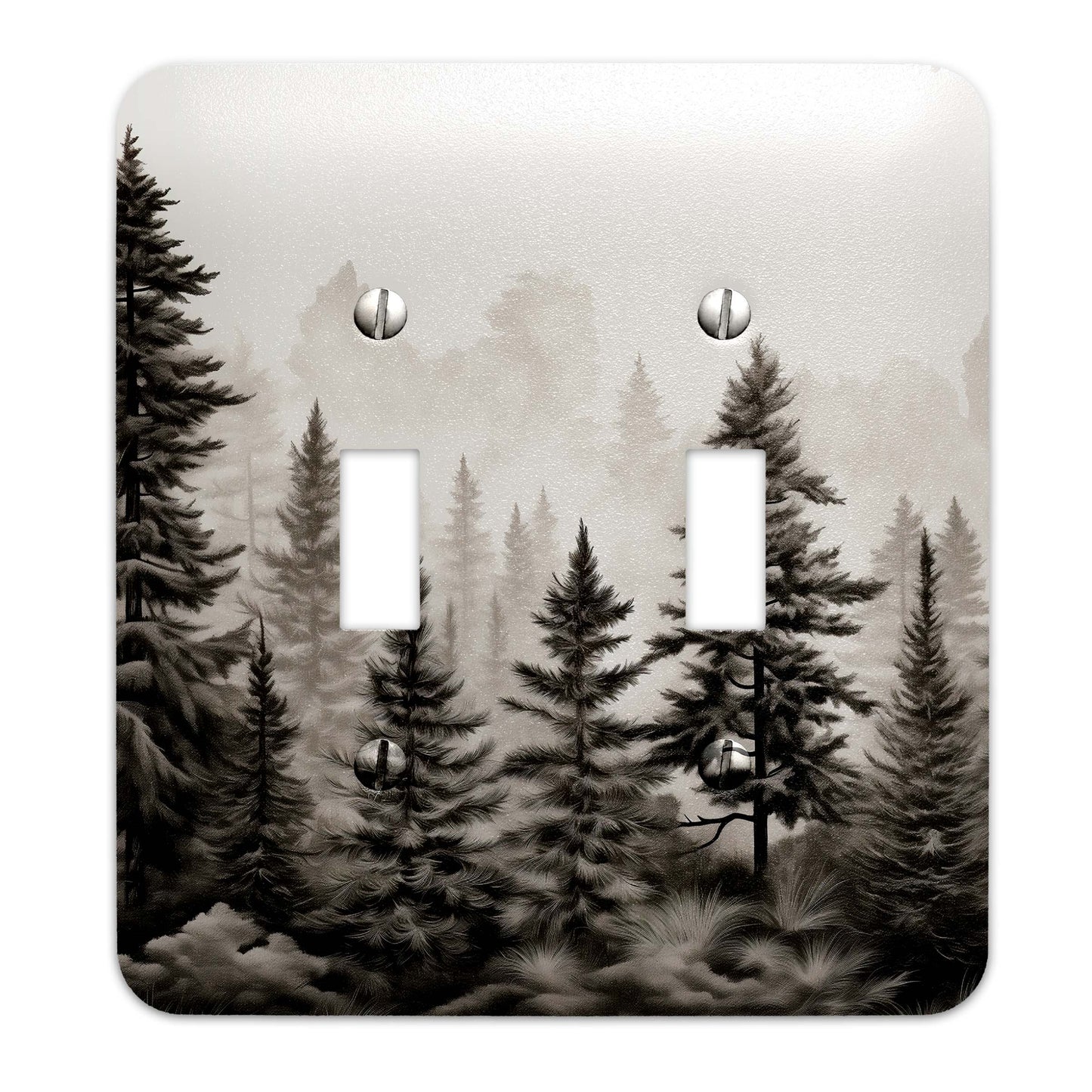 Monochrome Wilderness Decorative Switchplate | Metal Light Switch Cover, Multiple Sizes, Wall Art, Home Decor - #5386