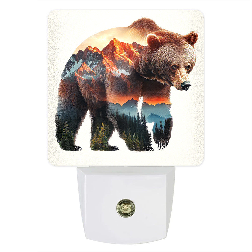 Nightlight - Mountain Bear Custom LED Dusk to Dawn Night Light, Home Decor, Wall Art #5256