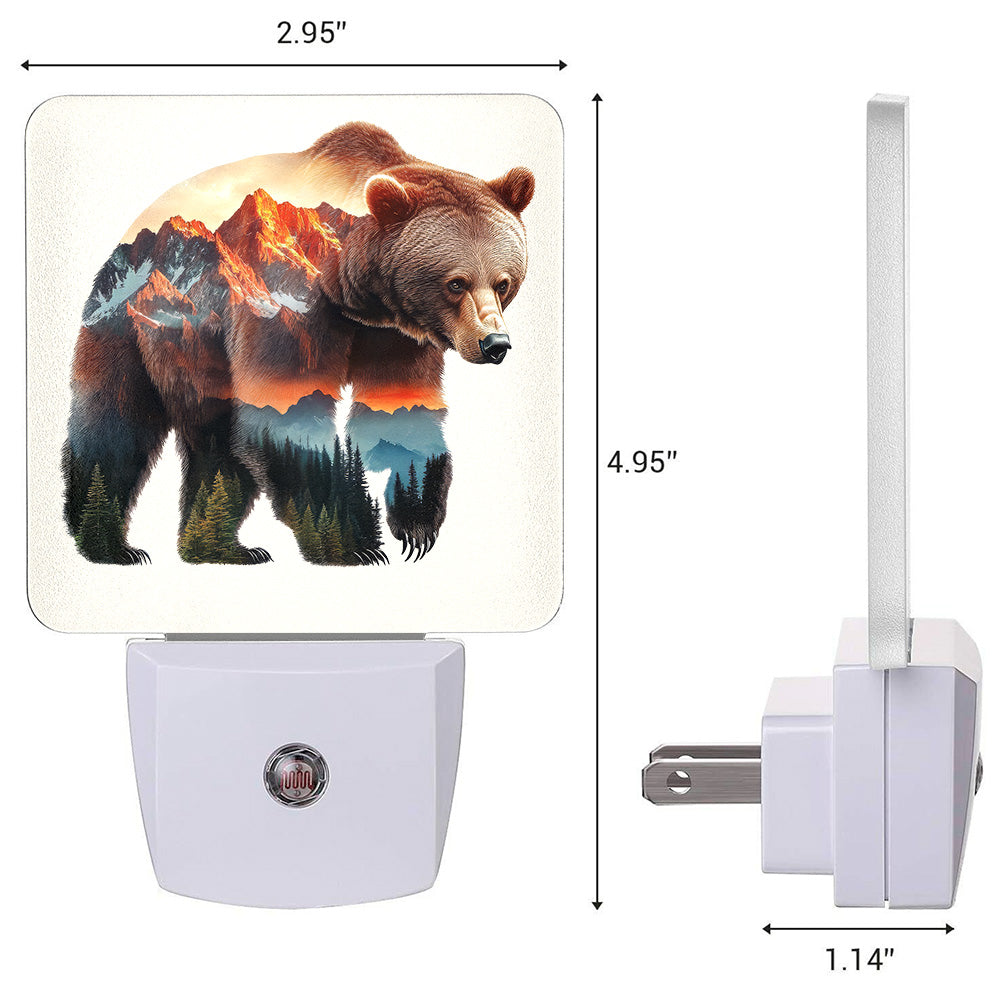 Nightlight - Mountain Bear Custom LED Dusk to Dawn Night Light, Home Decor, Wall Art #5256
