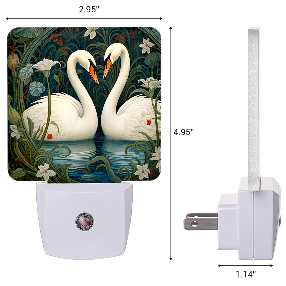 Art Nouveau Swan LED Night Light – Elegant dusk-to-dawn plug-in nightlight with automatic sensor for home decor