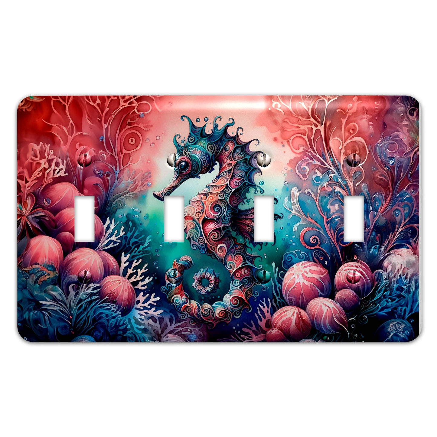 Mystical Seahorse Light Switch Cover - Decorative Ocean-Themed Wallplate for Home Decor, Multiple Sizes Available