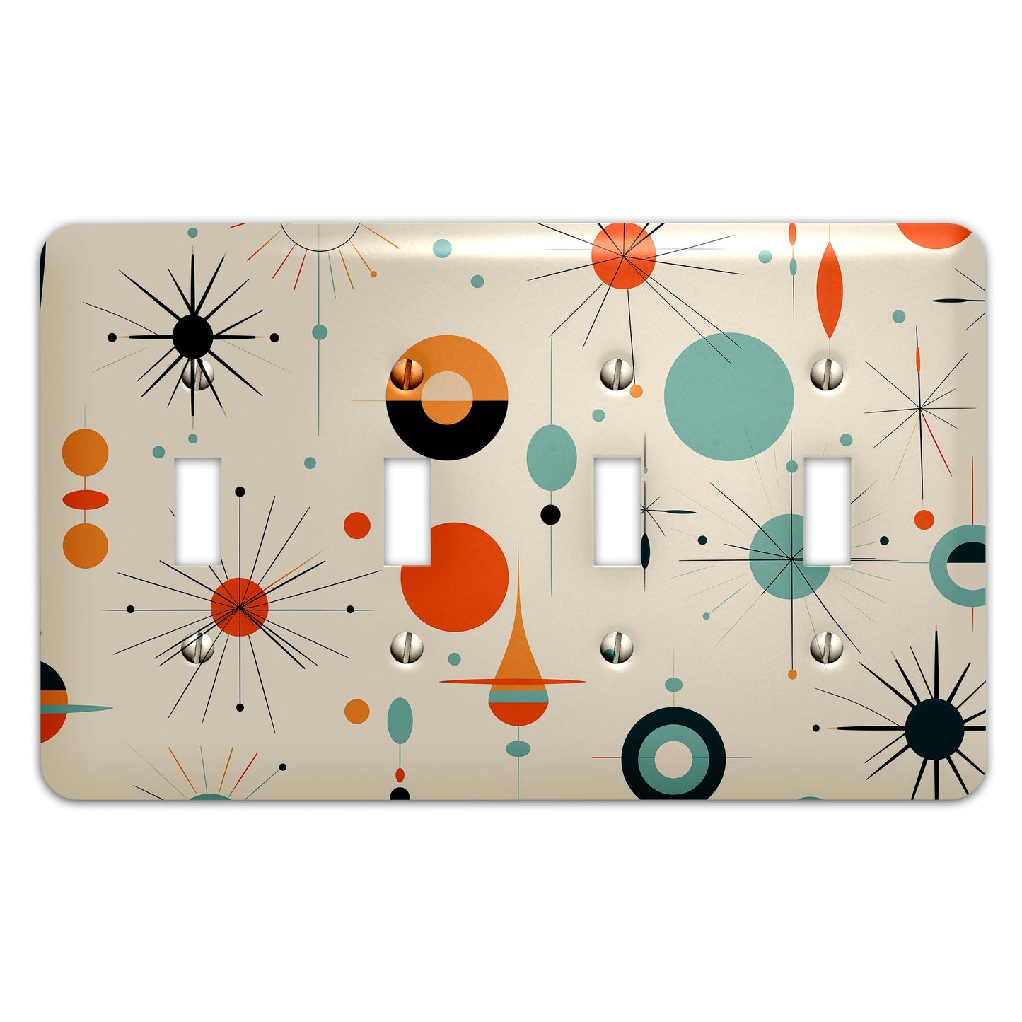 Metal Decorative Light Switch Plate Cover - Mid Century Modern Atomic Art - Several Sizes Available #5253