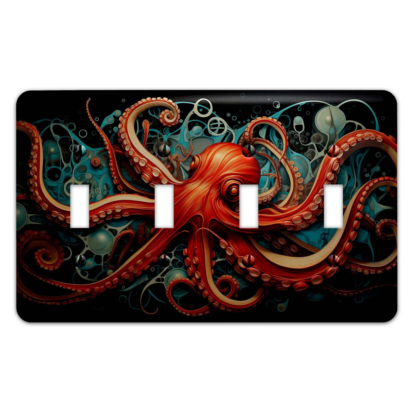 Metal Decorative Light Switch Plate Cover - Art Deco Octopus - Several Sizes Available #5254