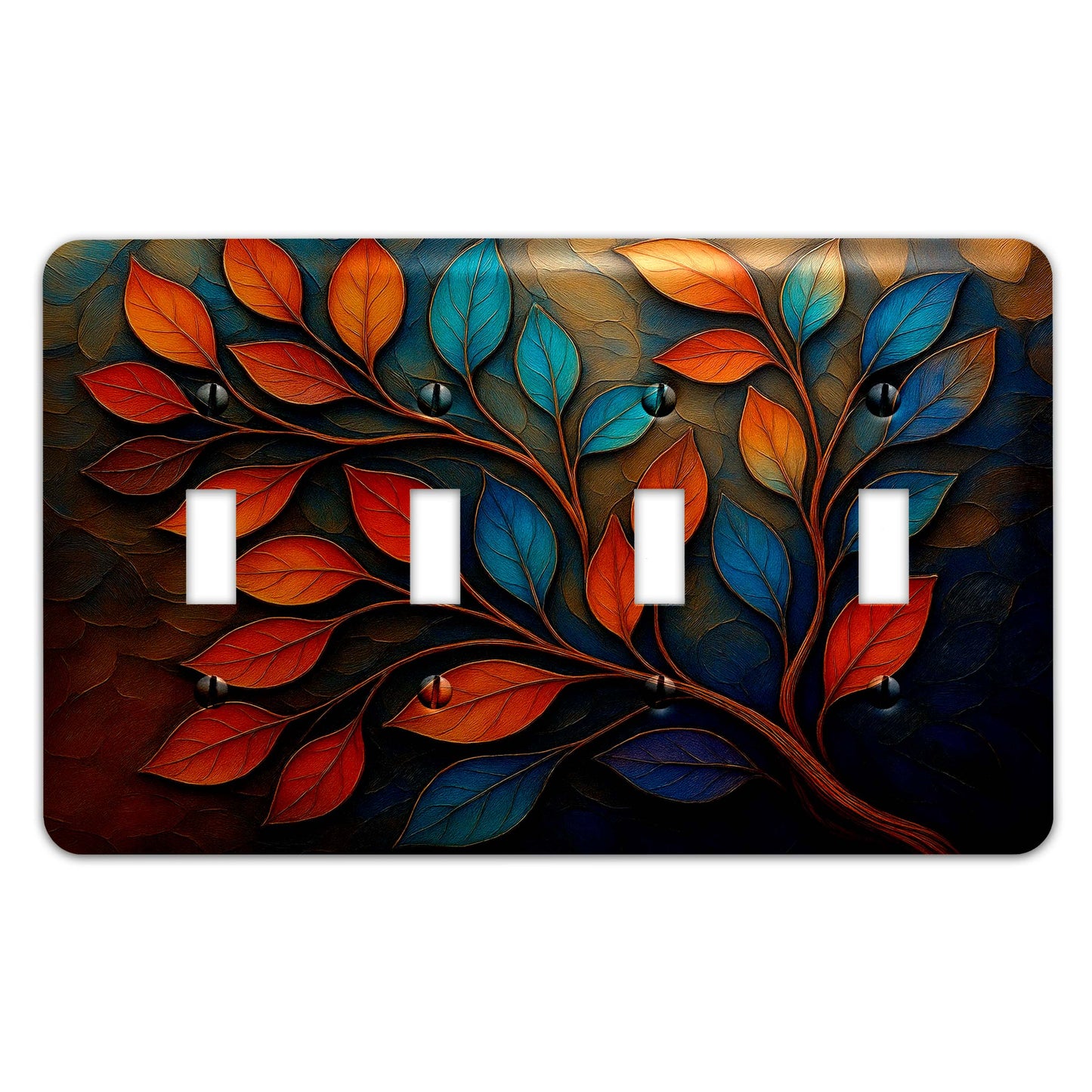 The Turning Leaves Switch Plate Cover – Metal Light Switch, Multiple Sizes, Home Decor - #5394