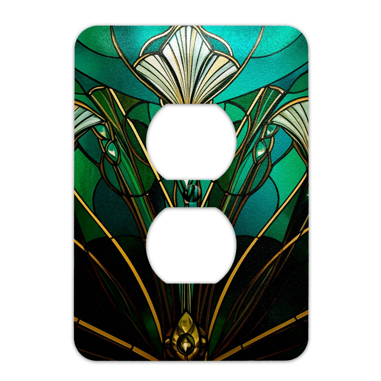 Emerald Bloom Decorative Switchplate | Metal Light Switch Cover, Multiple Sizes, Wall Art, Home Decor - #5382