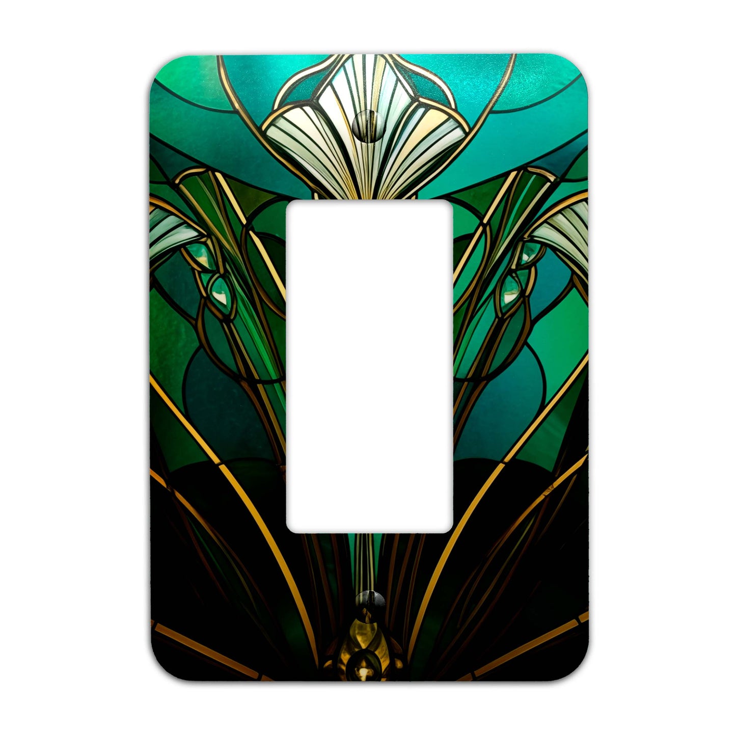 Emerald Bloom Decorative Switchplate | Metal Light Switch Cover, Multiple Sizes, Wall Art, Home Decor - #5382