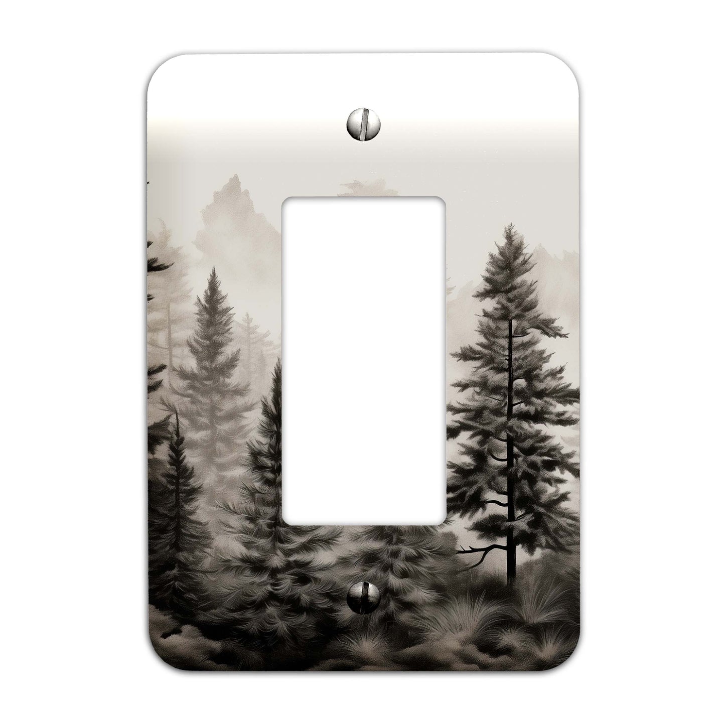 Monochrome Wilderness Decorative Switchplate | Metal Light Switch Cover, Multiple Sizes, Wall Art, Home Decor - #5386