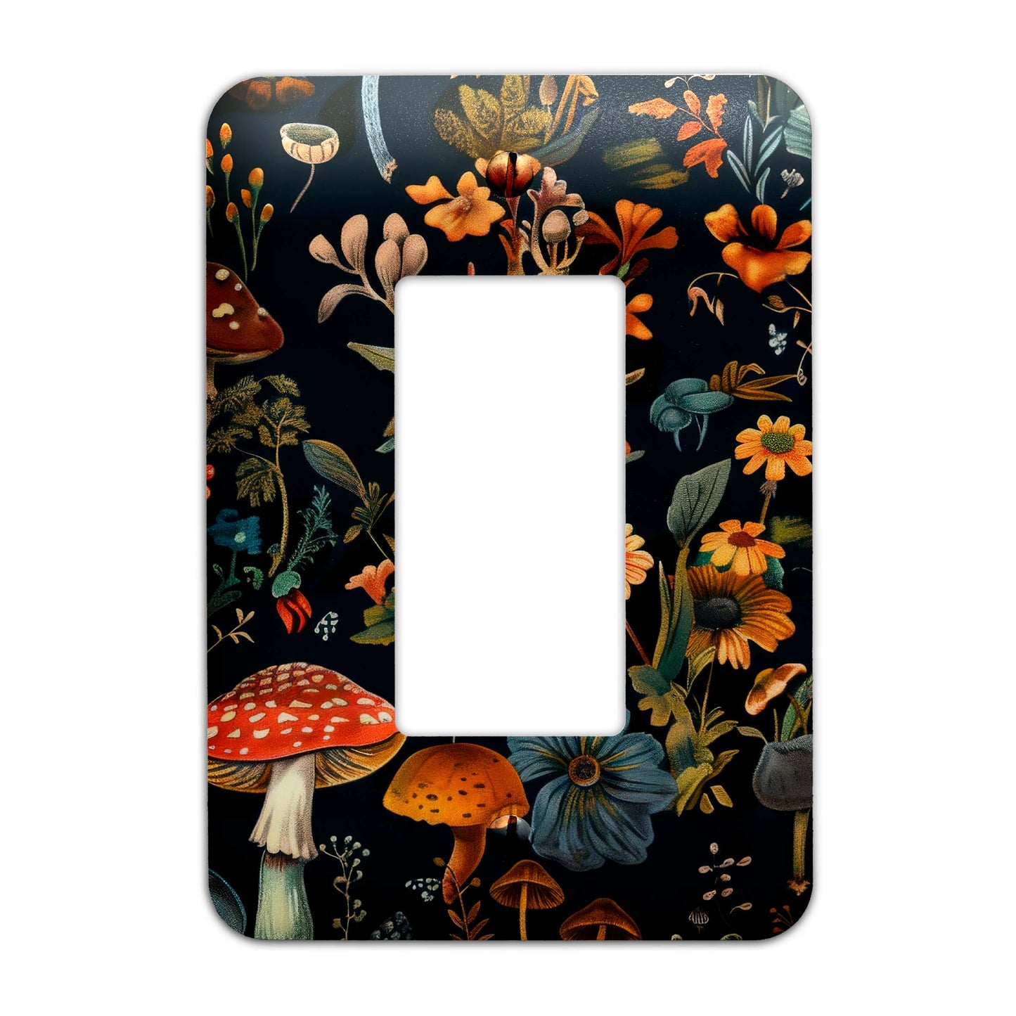 Mystic Mushrooms & Wildflowers Decorative Switchplate | Metal Light Switch Cover, Multiple Sizes, Wall Art, Home Decor - #5388