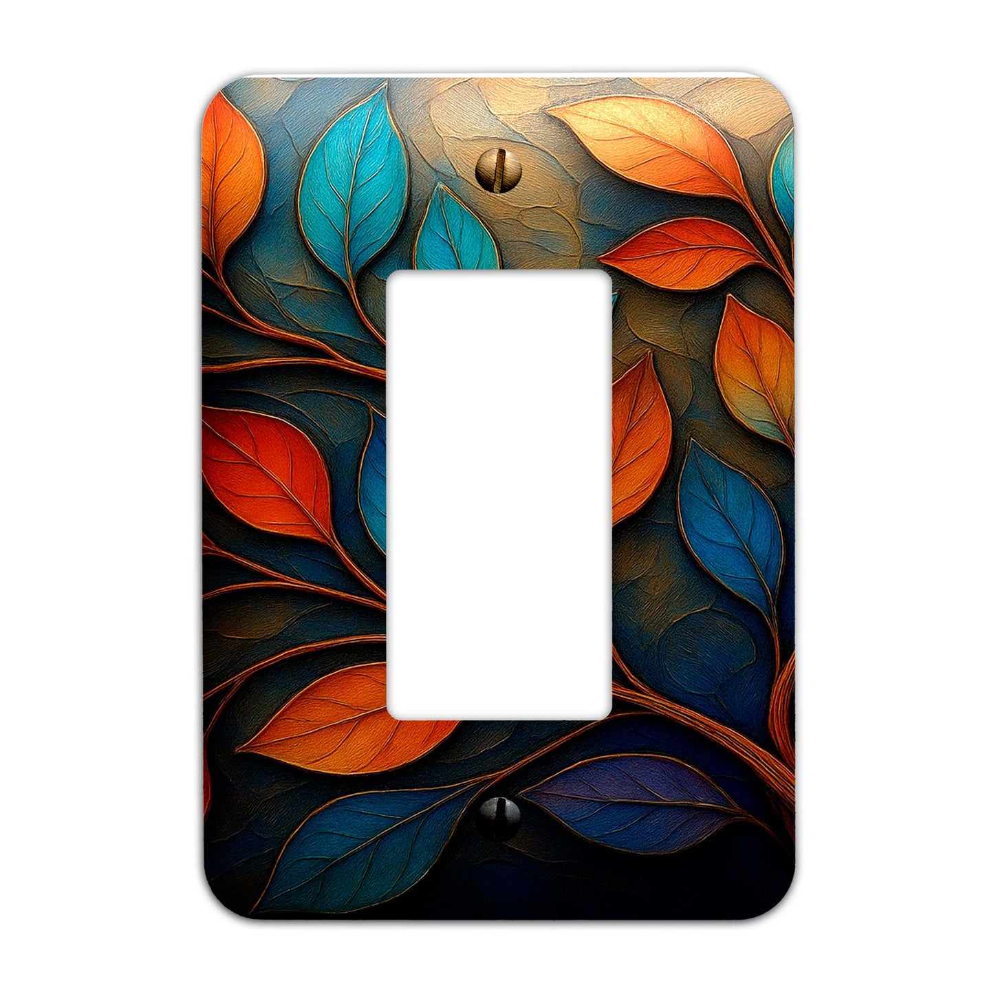 The Turning Leaves Switch Plate Cover – Metal Light Switch, Multiple Sizes, Home Decor - #5394