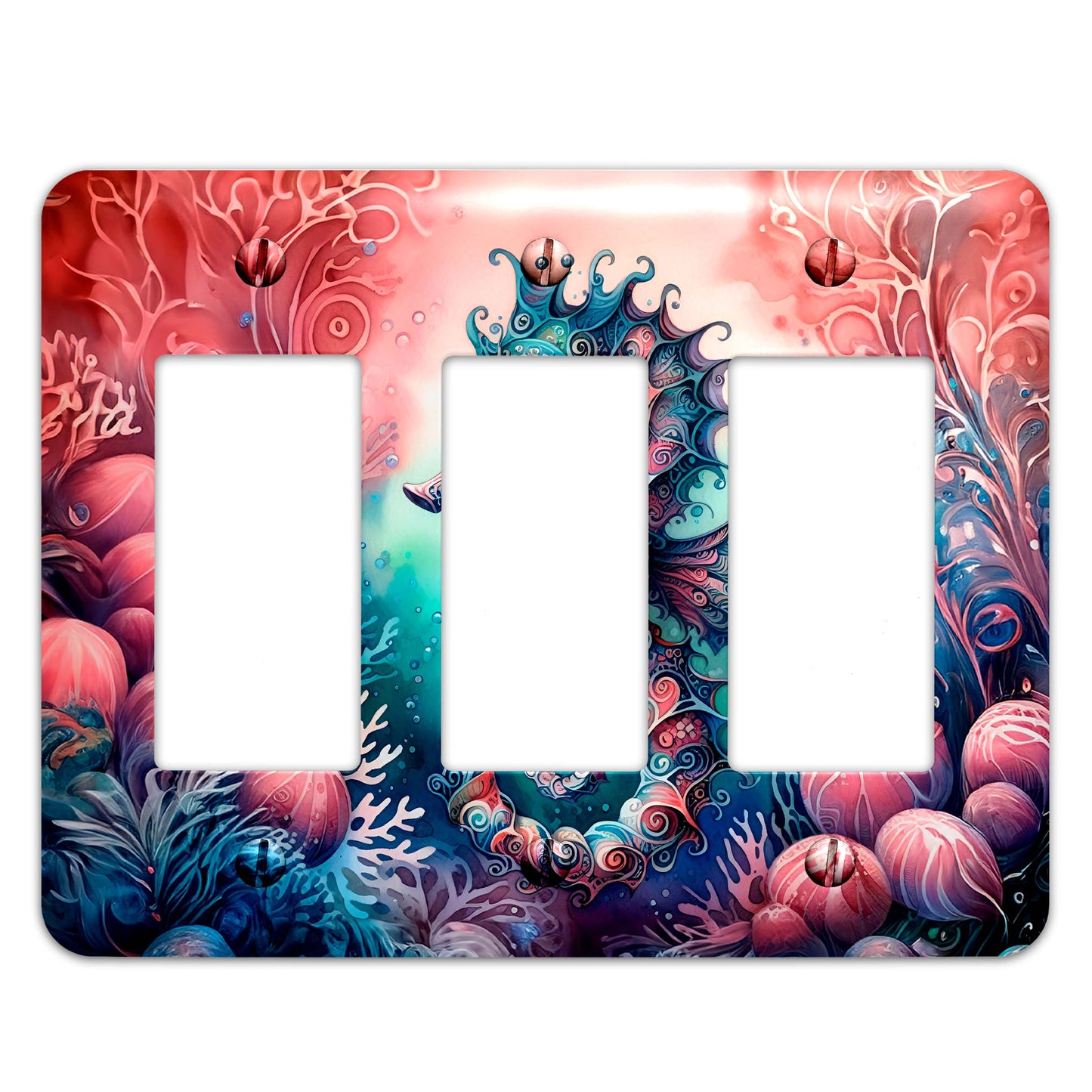 Mystical Seahorse Light Switch Cover - Decorative Ocean-Themed Wallplate for Home Decor, Multiple Sizes Available