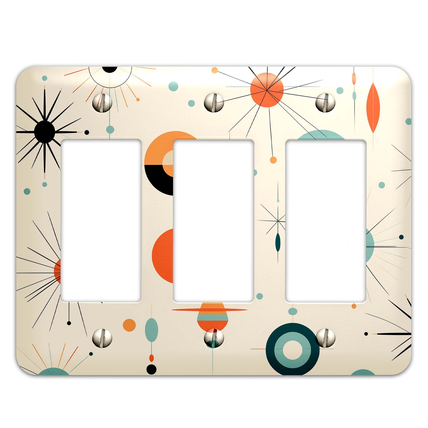 Metal Decorative Light Switch Plate Cover - Mid Century Modern Atomic Art - Several Sizes Available #5253