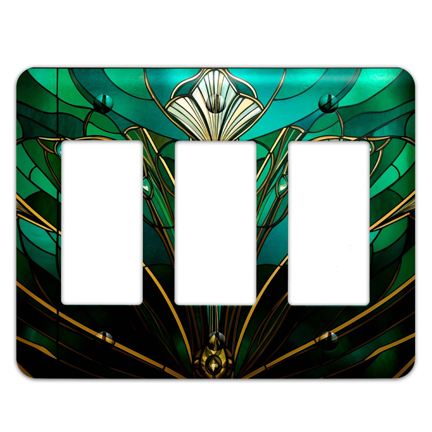 Emerald Bloom Decorative Switchplate | Metal Light Switch Cover, Multiple Sizes, Wall Art, Home Decor - #5382