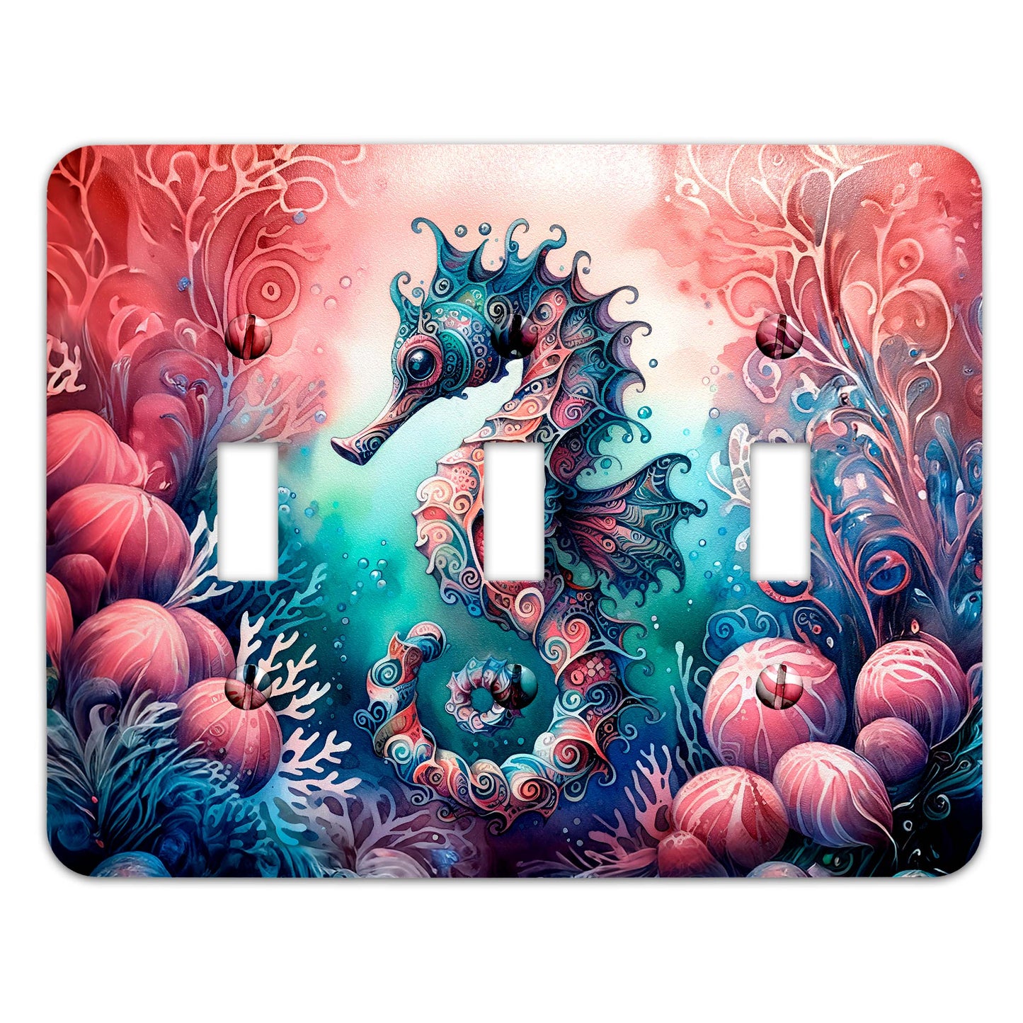 Mystical Seahorse Light Switch Cover - Decorative Ocean-Themed Wallplate for Home Decor, Multiple Sizes Available