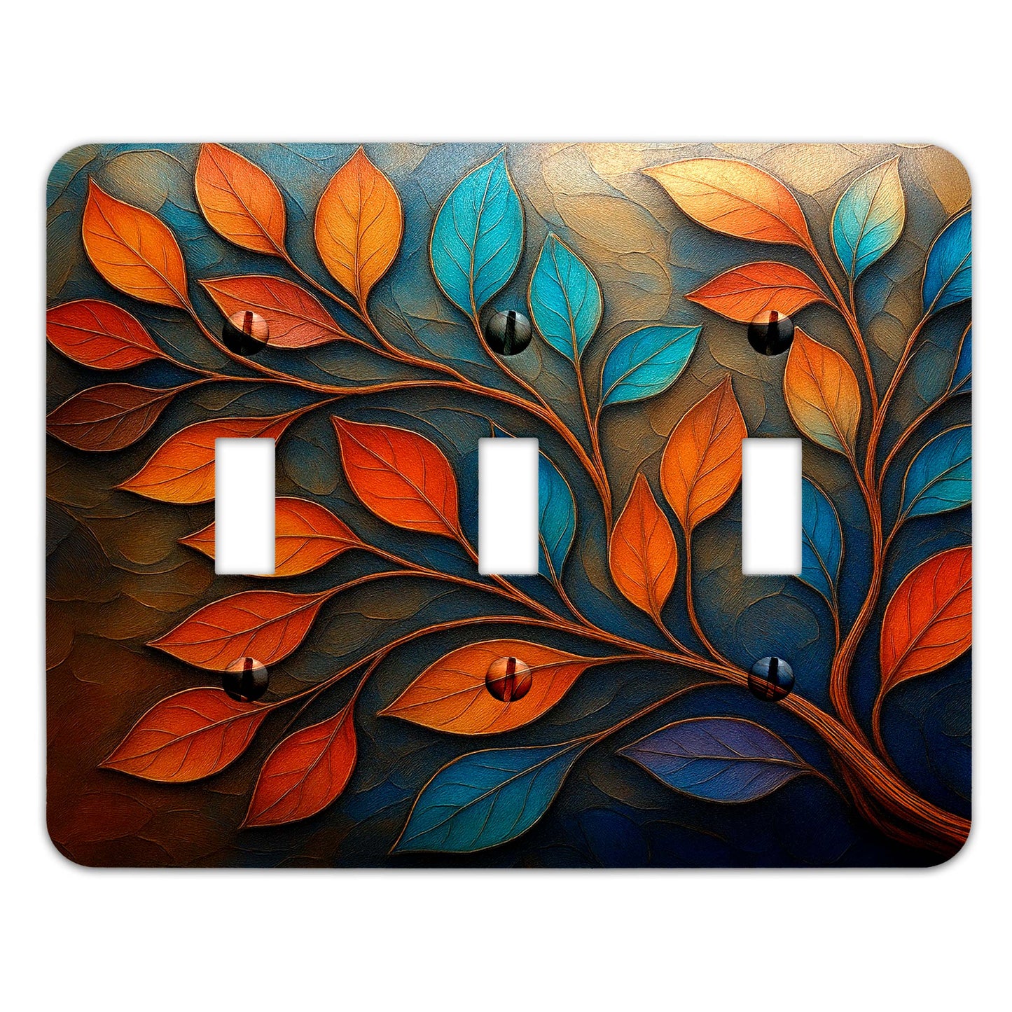 The Turning Leaves Switch Plate Cover – Metal Light Switch, Multiple Sizes, Home Decor - #5394