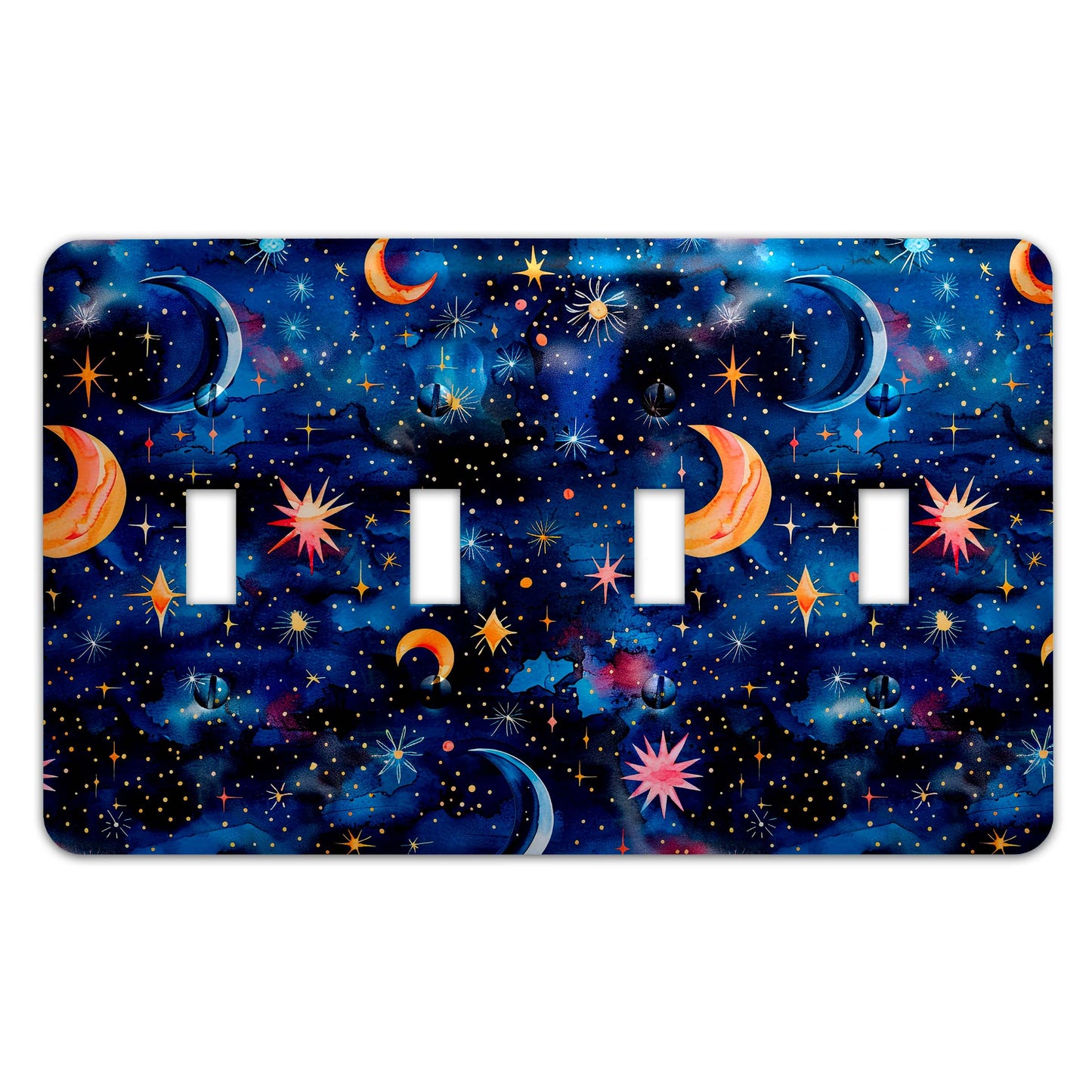 a double light switch cover with stars and planets