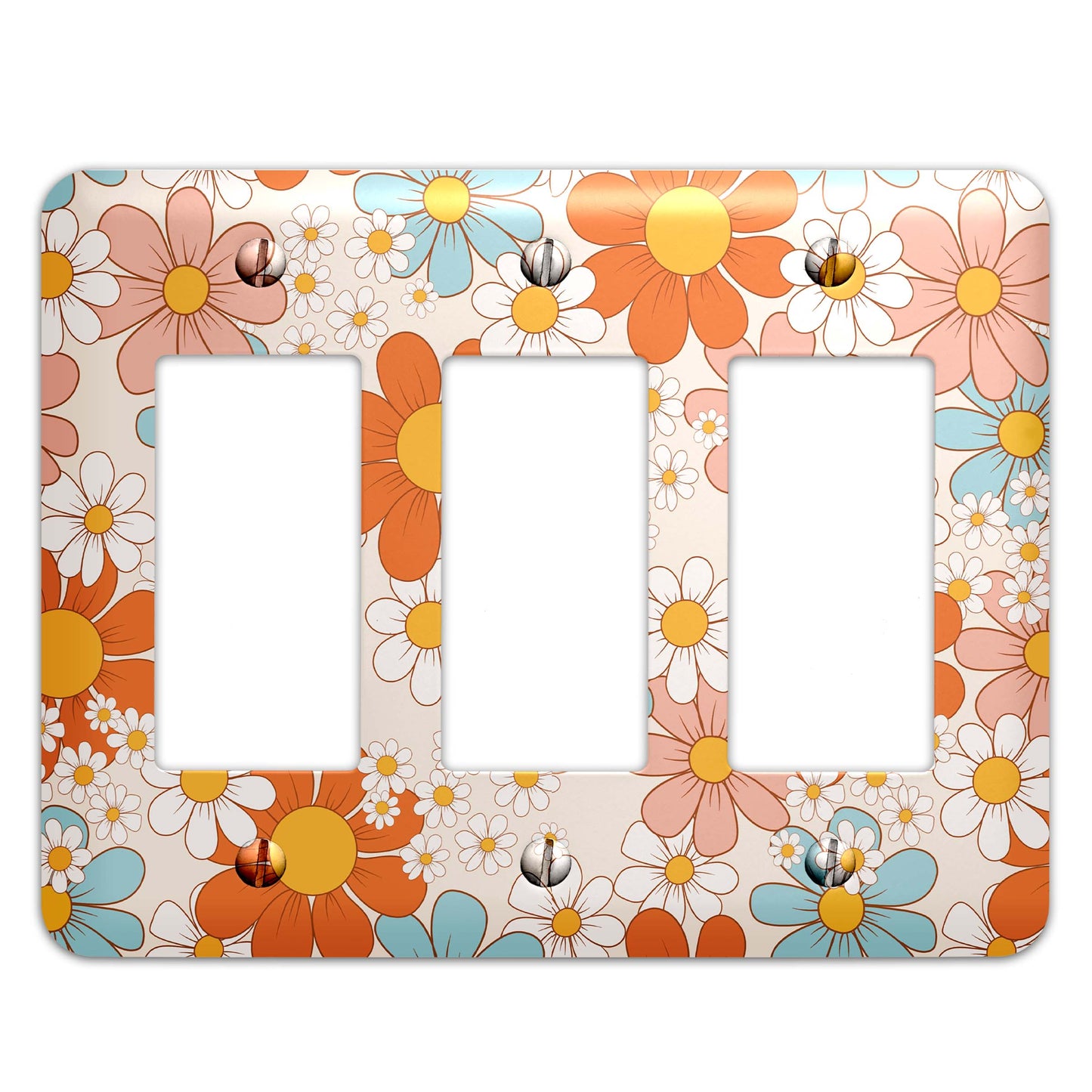 a light switch cover with flowers on it