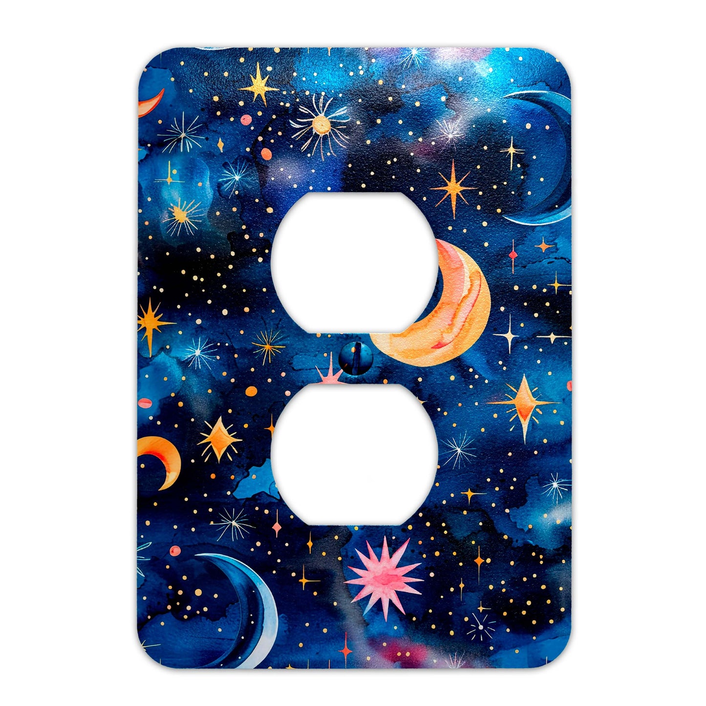 a light switch cover with a space theme