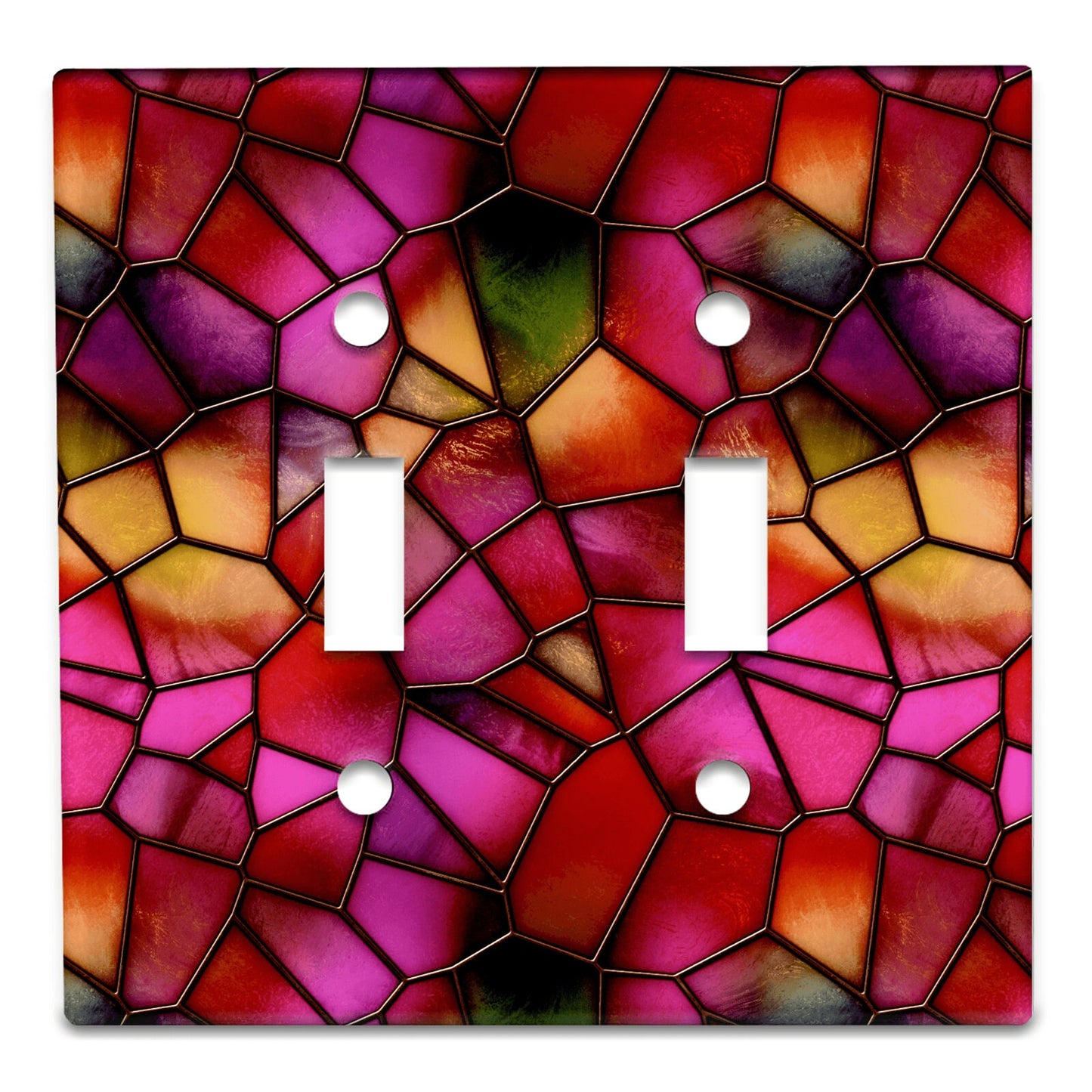 Stained Glass Look Reds & Golds Decorative Light Switchplate Cover, Other Sizes Available, Home Decor, Lighting