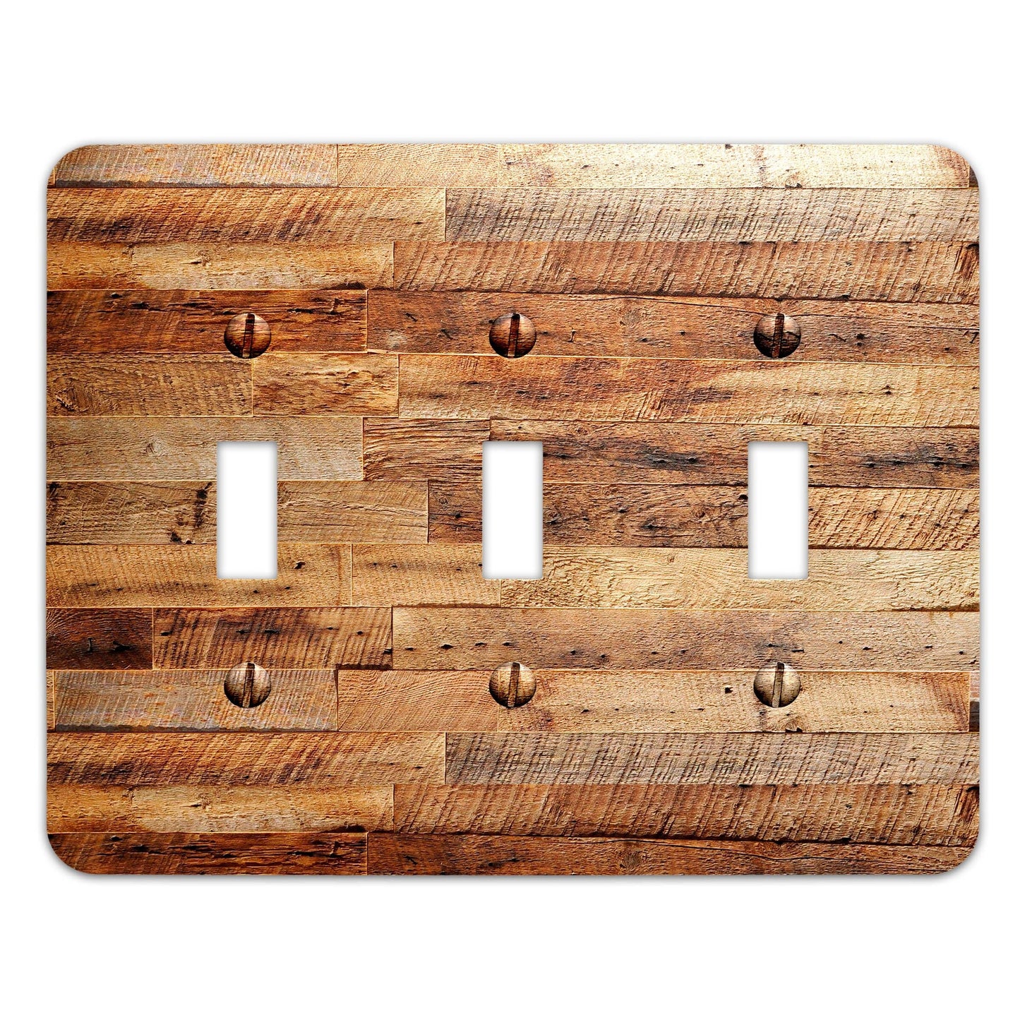 Metal Light Switch Plate Reclaimed Wood Paneling Pattern Decorative Switchplate Cover, Other Sizes Available #3839