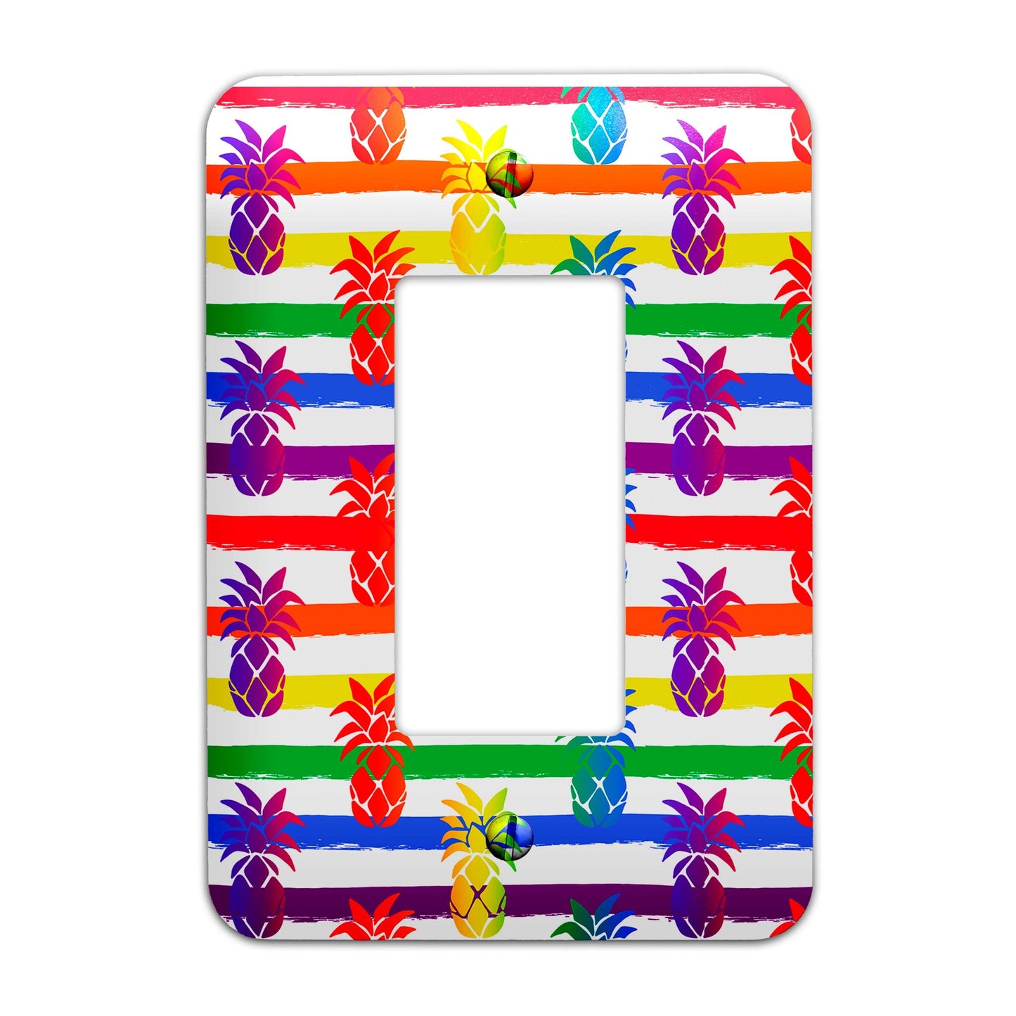 Metal Light Switch Plate Cover - Rainbow Pride Pineapple - Decorative Light Switchplate Cover, Other Sizes Available, Home Decor, Lighting