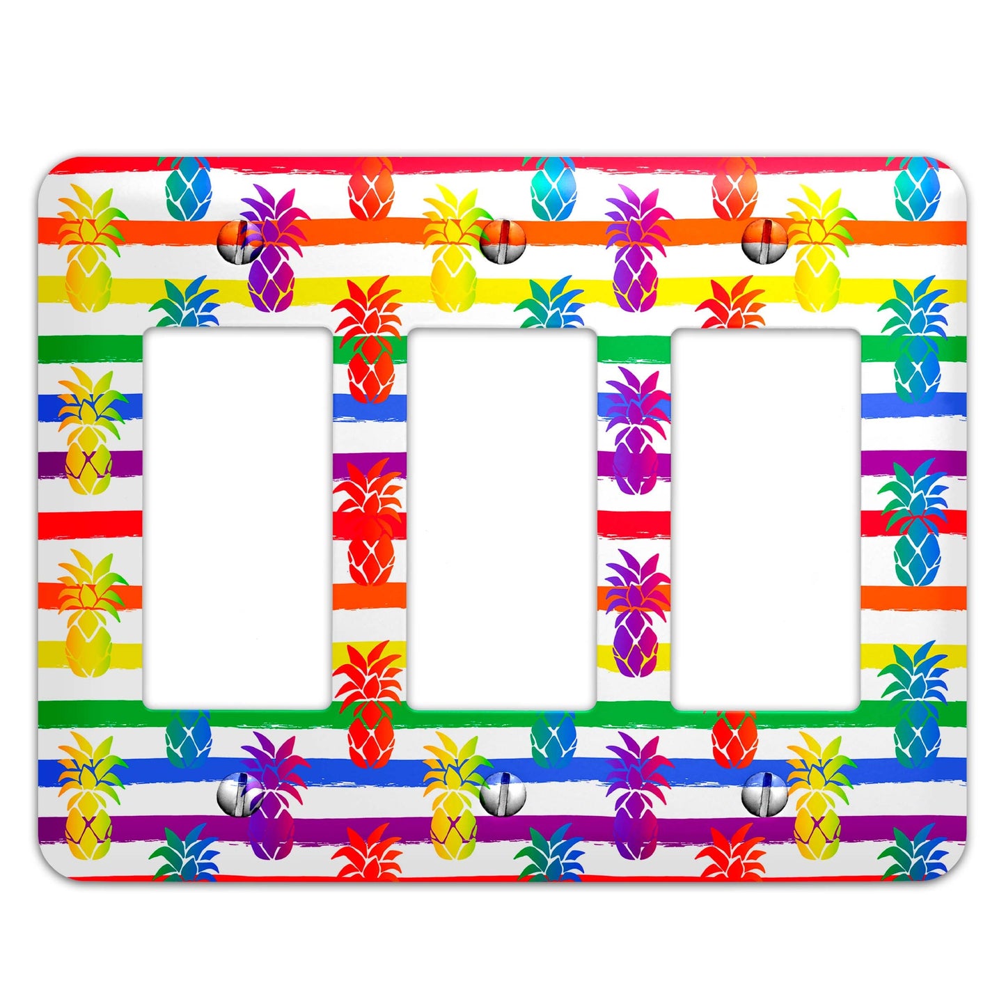 Metal Light Switch Plate Cover - Rainbow Pride Pineapple - Decorative Light Switchplate Cover, Other Sizes Available, Home Decor, Lighting