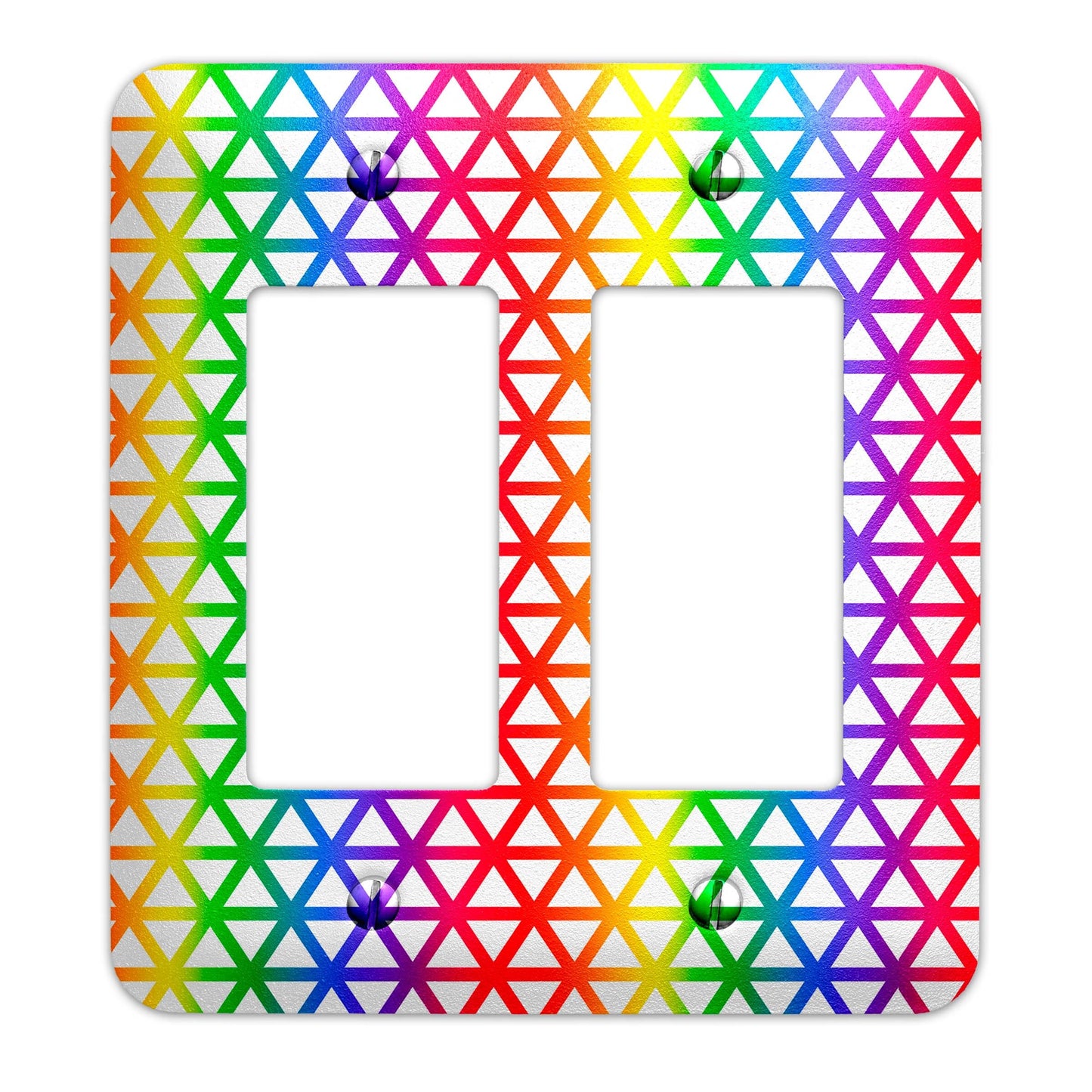 Metal Light Switch Plate Cover - Geometric Rainbow - Decorative Light Switchplate Cover, Other Sizes Available, Home Decor, Lighting