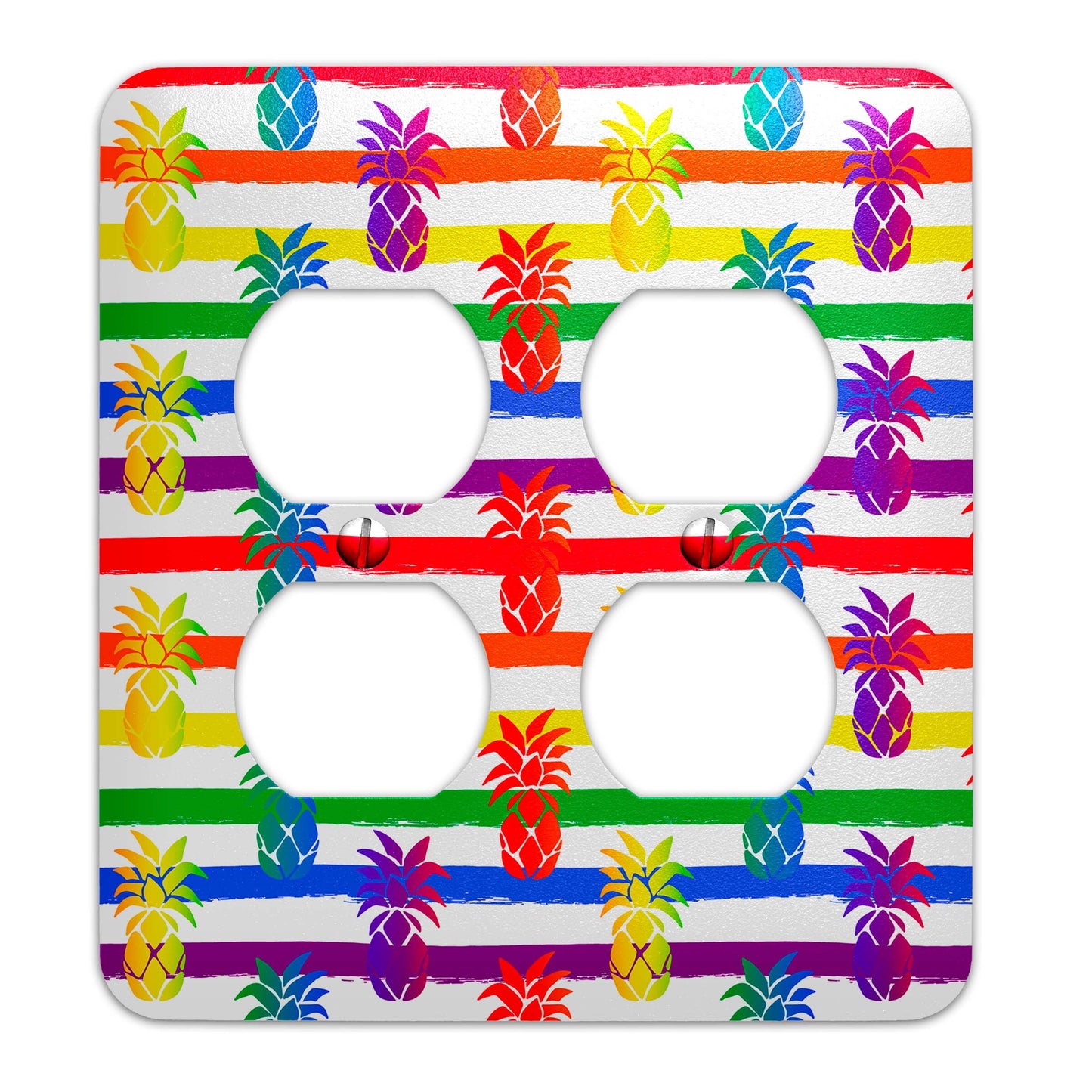 Metal Light Switch Plate Cover - Rainbow Pride Pineapple - Decorative Light Switchplate Cover, Other Sizes Available, Home Decor, Lighting