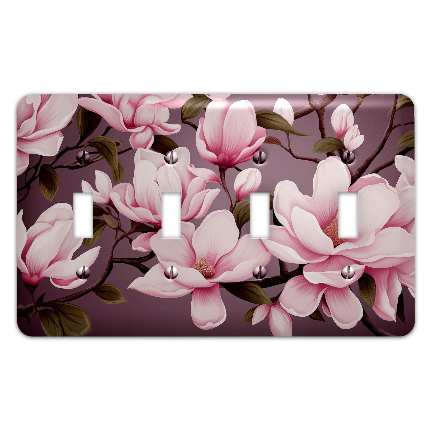Metal Decorative Light Switch Plate Cover - Magnolia Blossoms - Other Sizes Available #4783