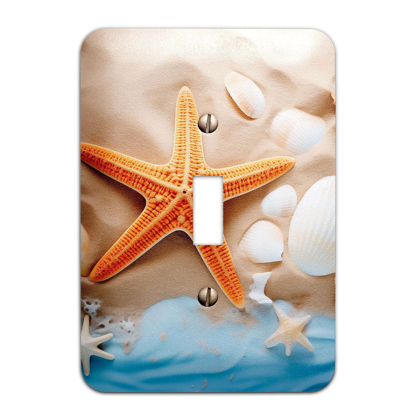 Metal Decorative Light Switch Plate Cover - Starfish and Seashells on the Beach - Other Sizes Available #4760