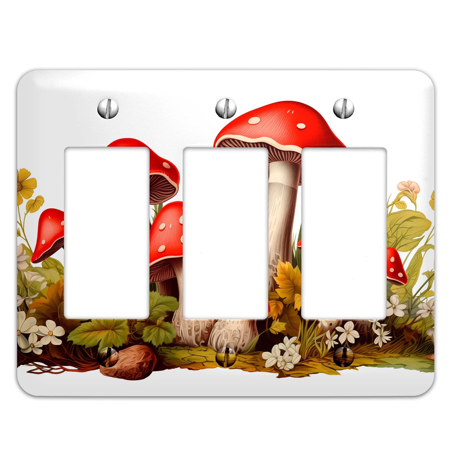 Metal Decorative Light Switch Plate Cover - Mushroom Decor - Other Sizes Available #4765