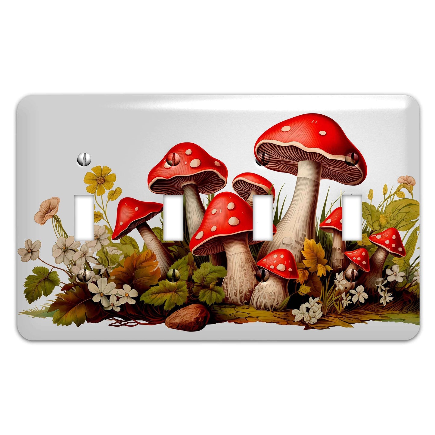 Metal Decorative Light Switch Plate Cover - Mushroom Decor - Other Sizes Available #4765