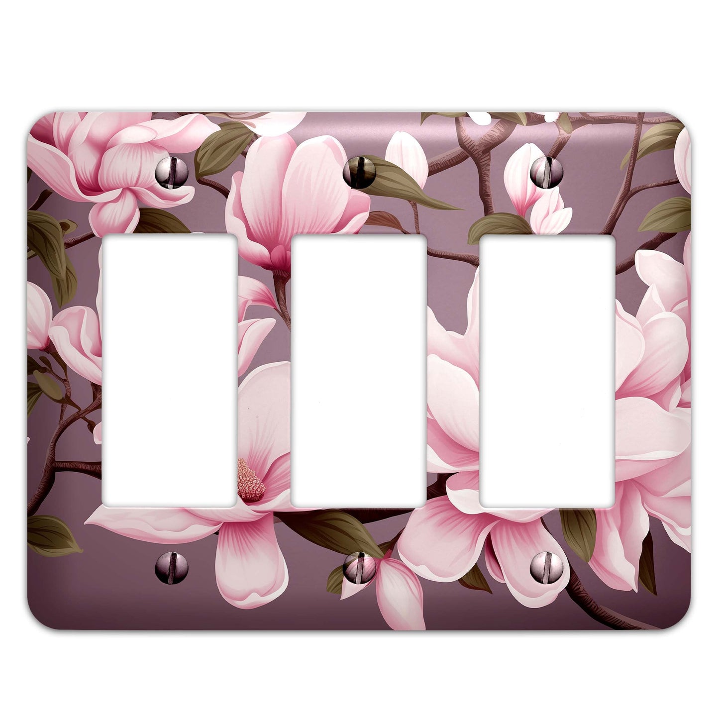 Metal Decorative Light Switch Plate Cover - Magnolia Blossoms - Other Sizes Available #4783