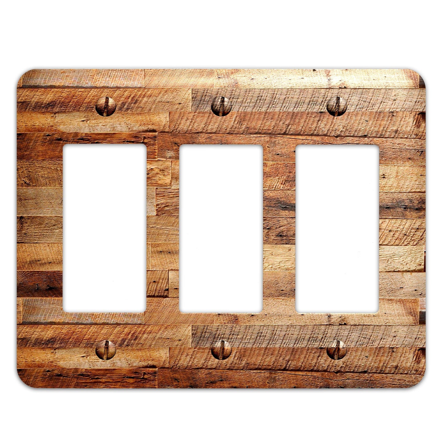Metal Light Switch Plate Reclaimed Wood Paneling Pattern Decorative Switchplate Cover, Other Sizes Available #3839