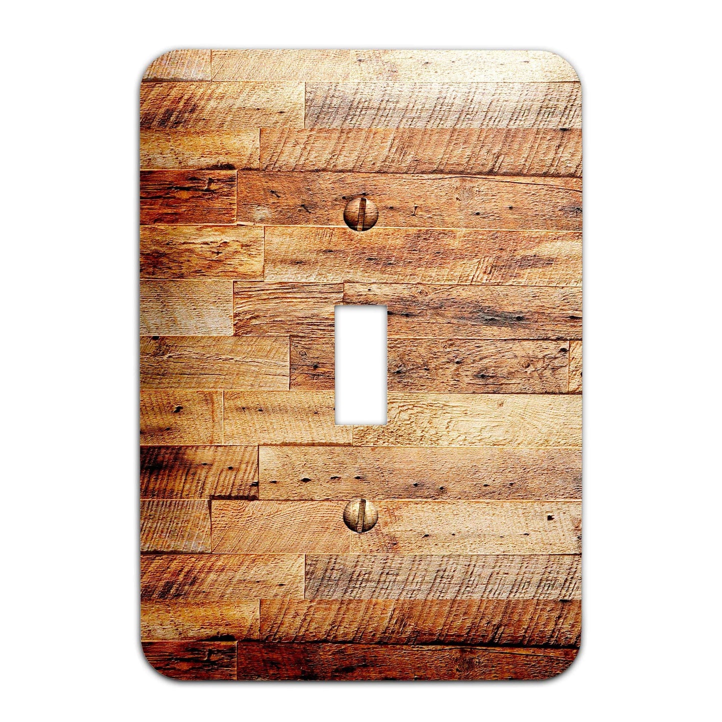 Metal Light Switch Plate Reclaimed Wood Paneling Pattern Decorative Switchplate Cover, Other Sizes Available #3839